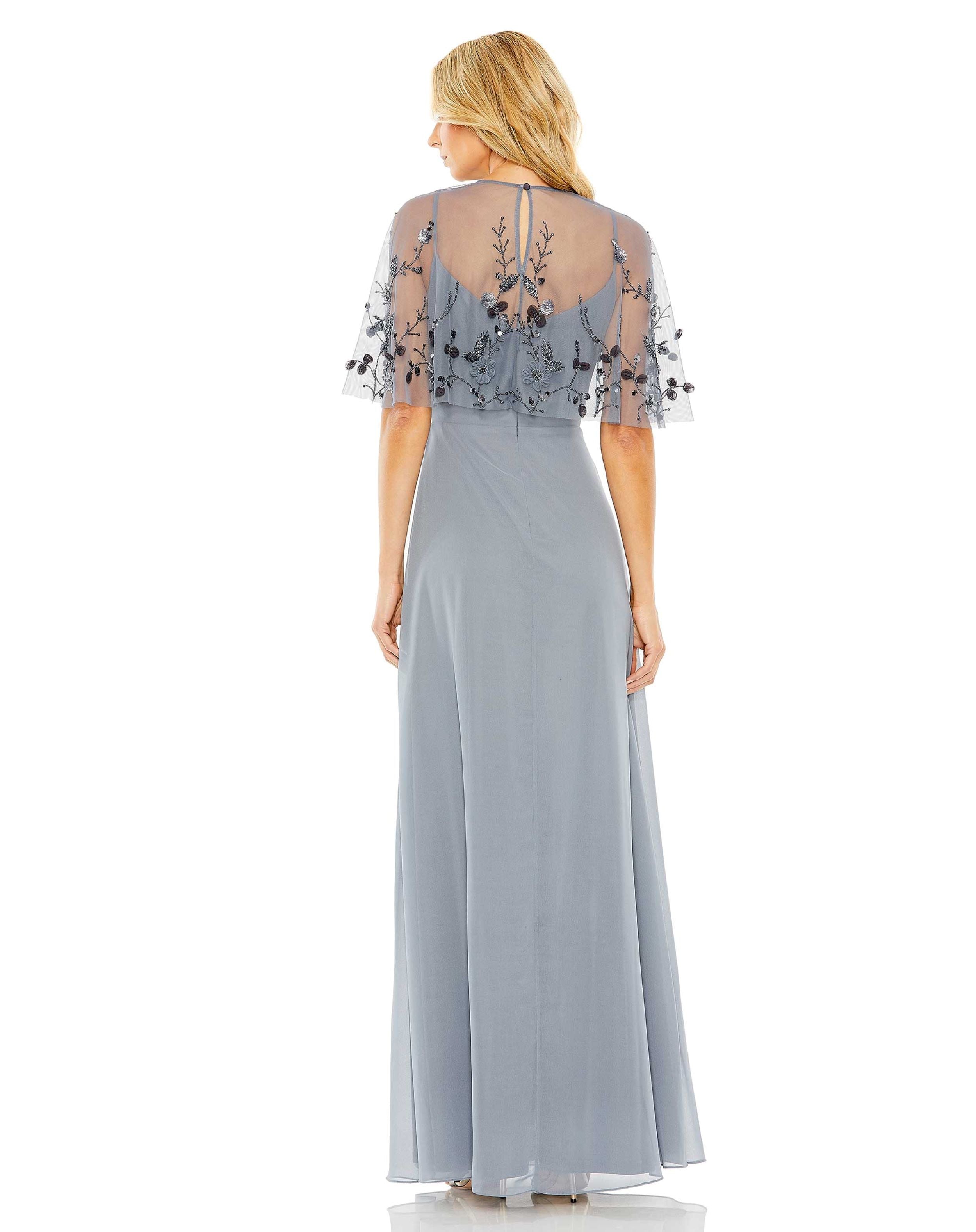 Sleeveless Dress With Embellished Cape – Mac Duggal