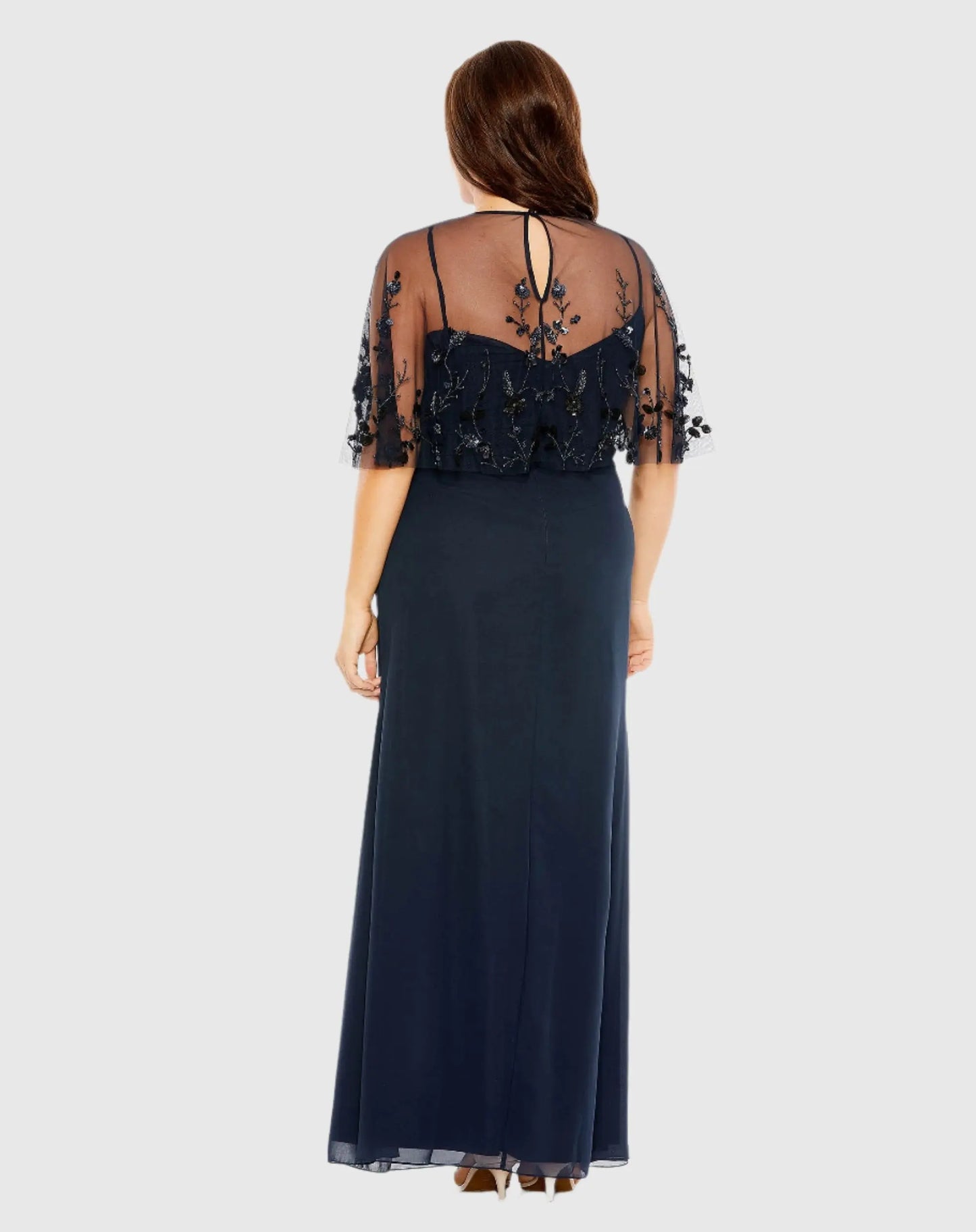 Sleeveless Gown With Embellished Cape - Mac Duggal