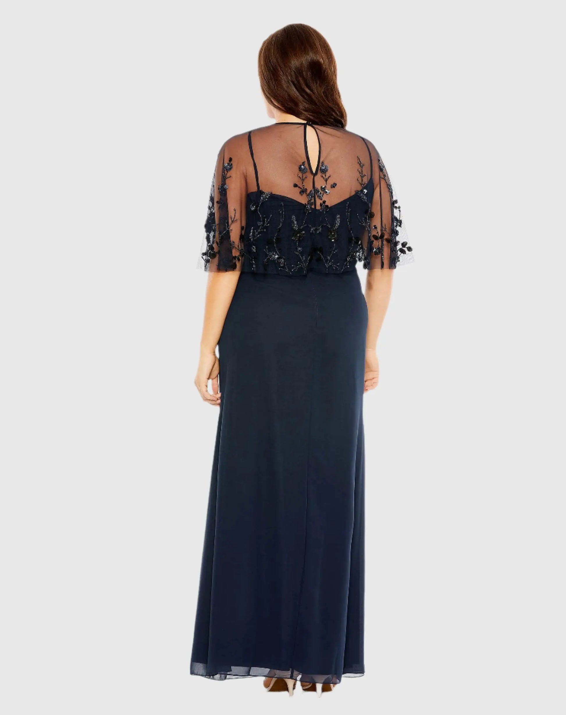 Sleeveless Gown With Embellished Cape - Mac Duggal