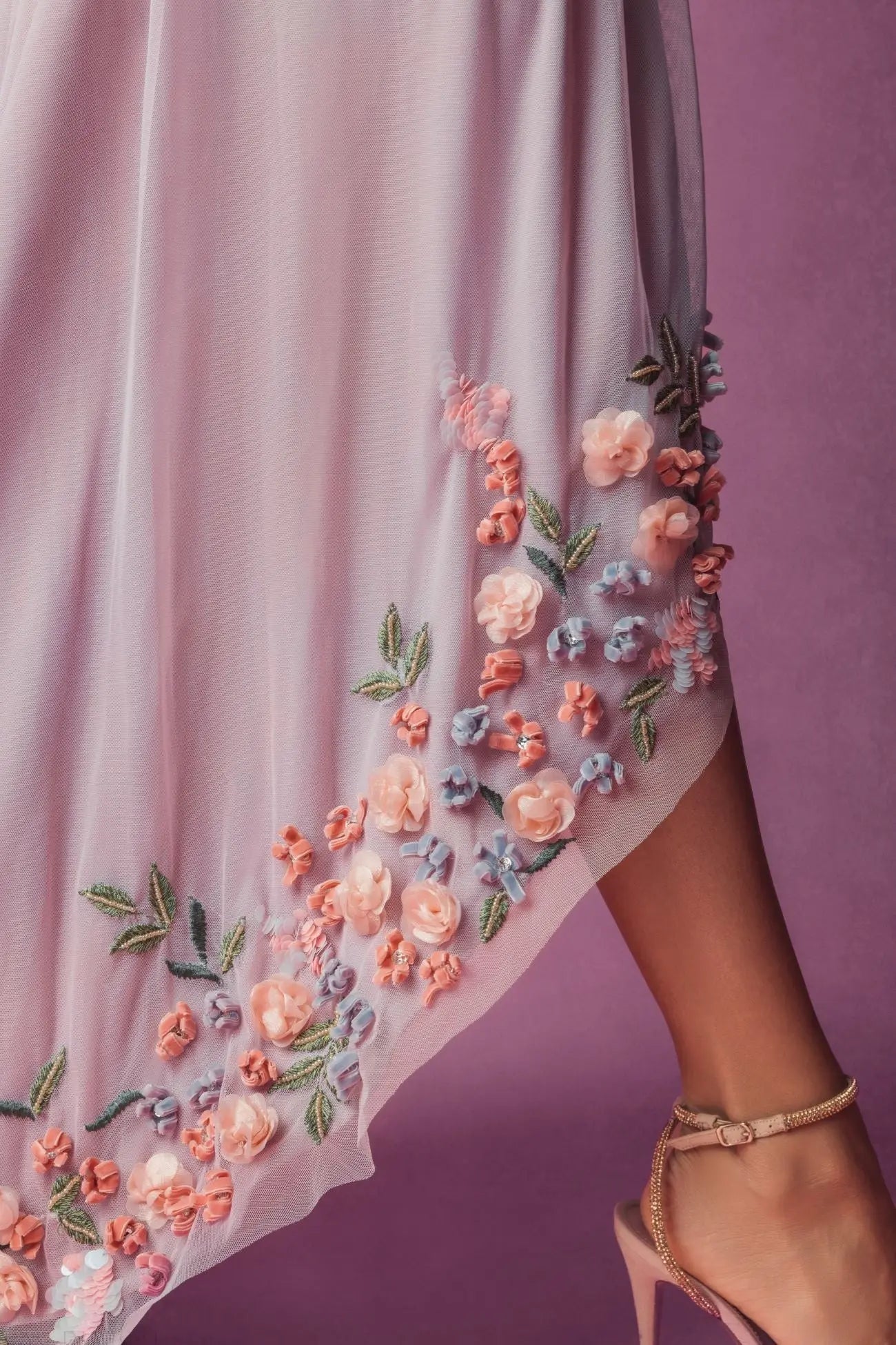 Purple One Shoulder Embellished Trapeze Gown - Mac Duggal