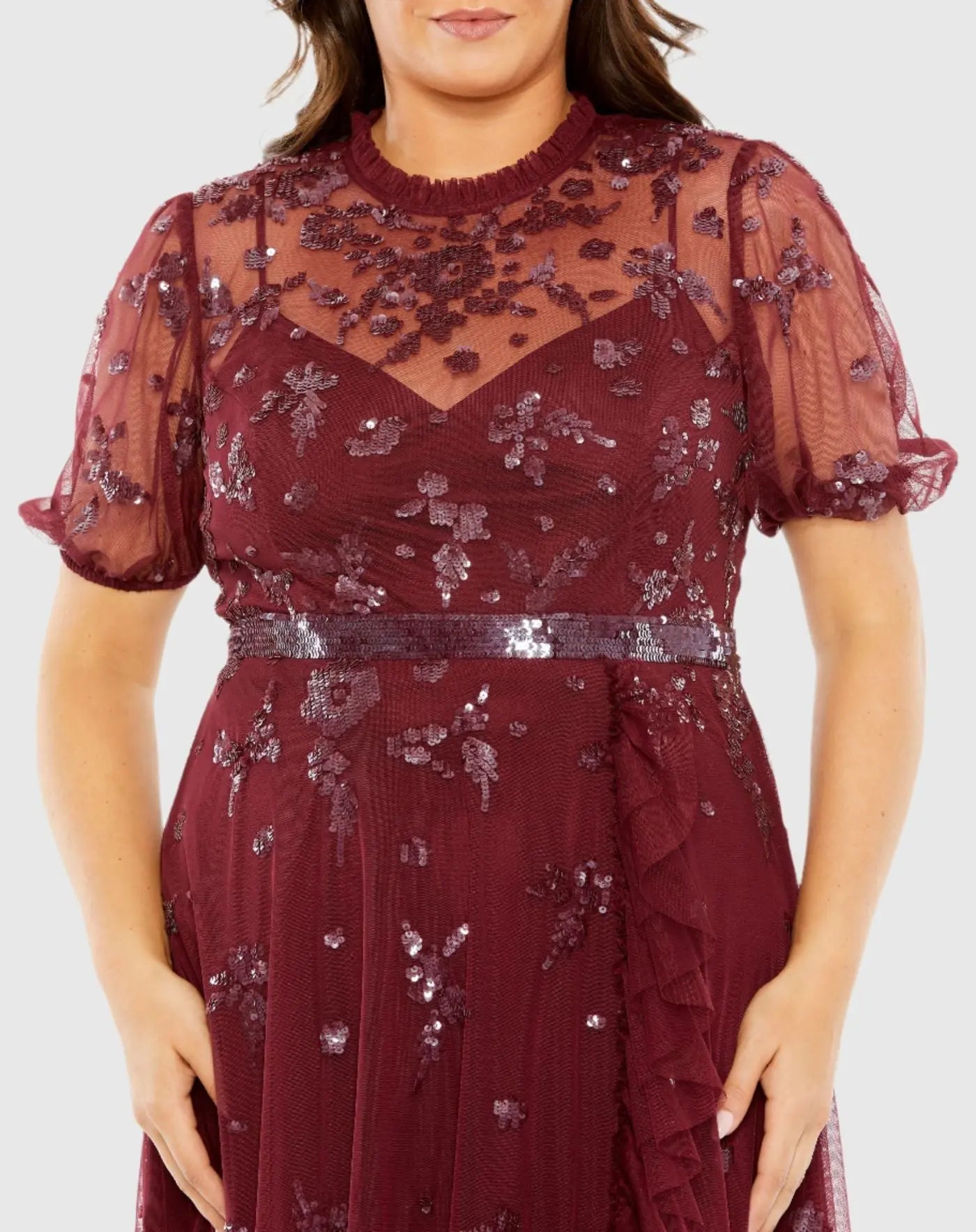 mac duggal short red dress Red Velvet Shoulder Bow Bubble Mini Dress