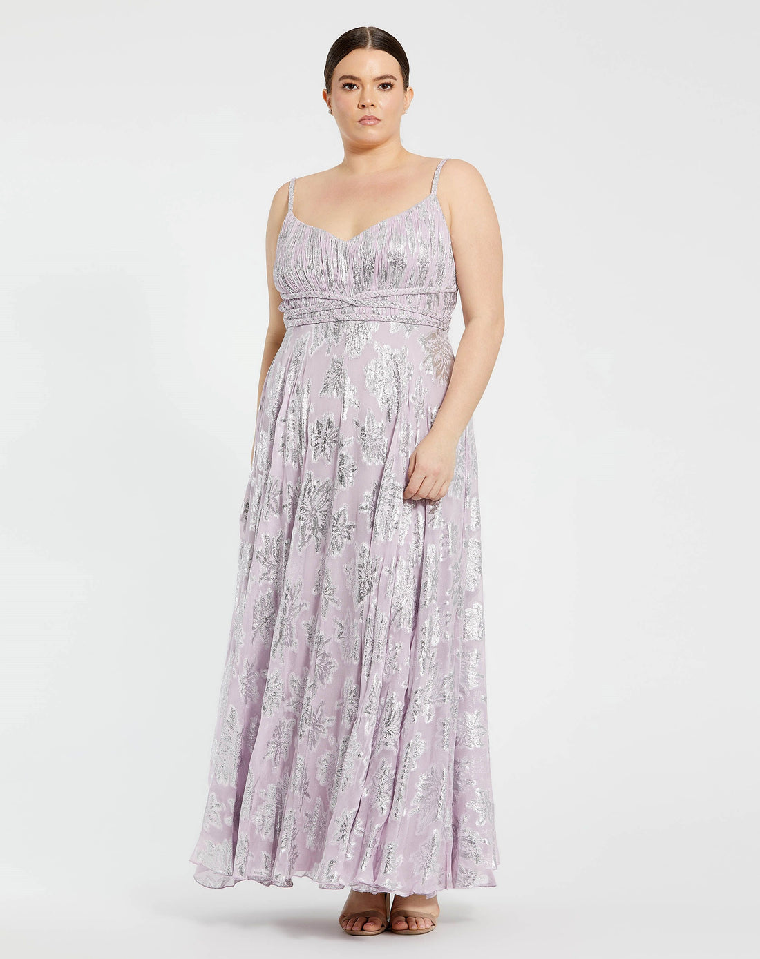 Braided Strap Deep V A-Line Gown | Sample | Sz. L