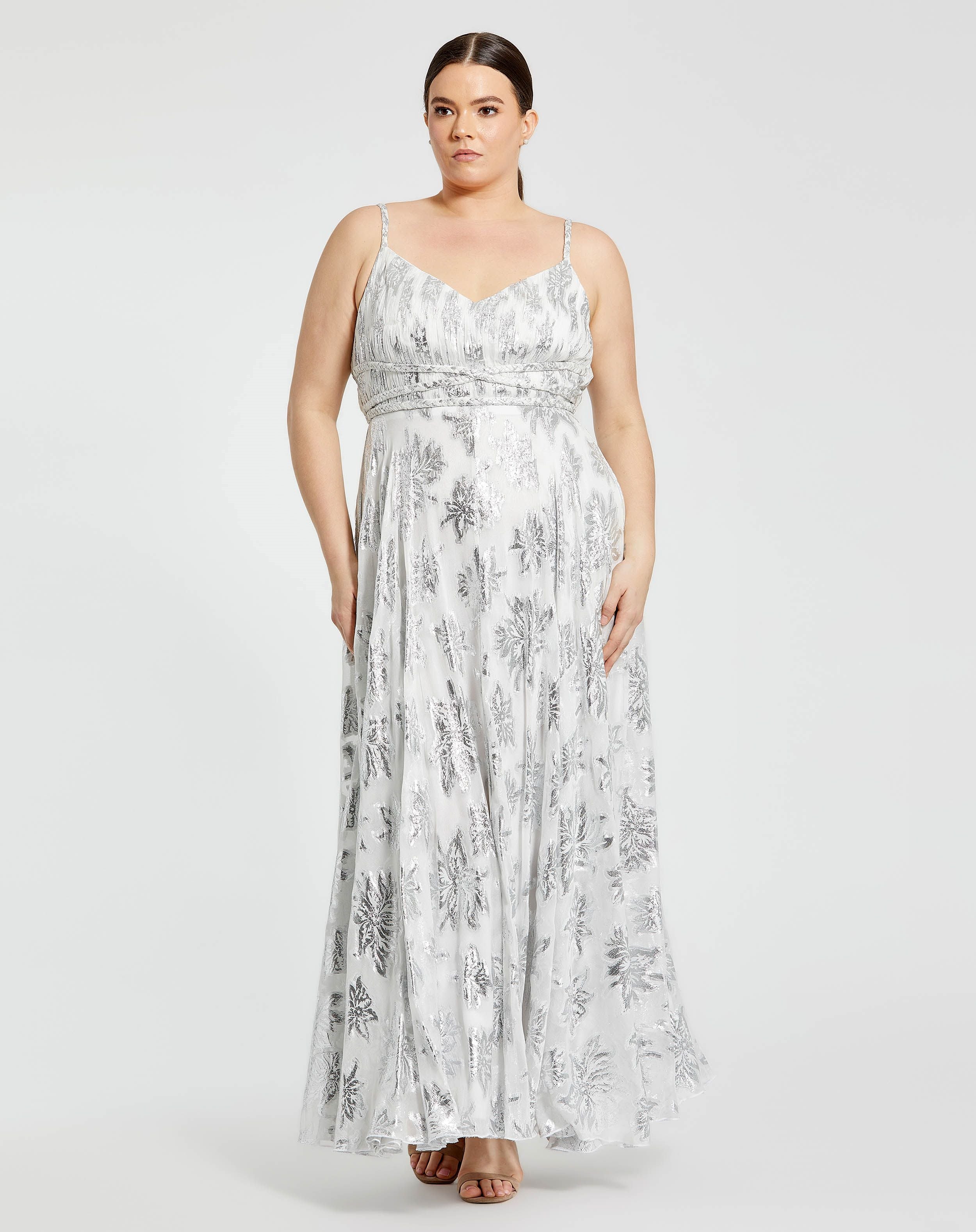 Braided Strap Deep V A-Line Gown | Sample | Sz. L