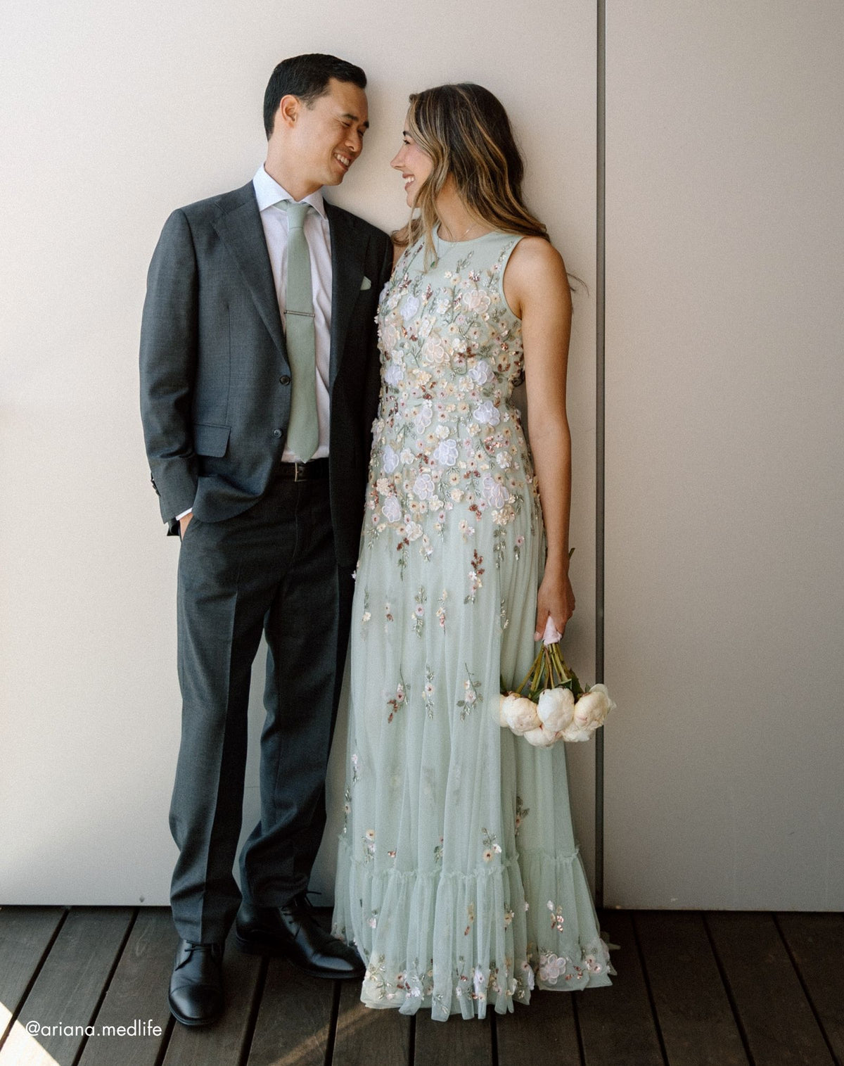 Green Floral Embellished High Neck Sleeveless Gown - Mac Duggal