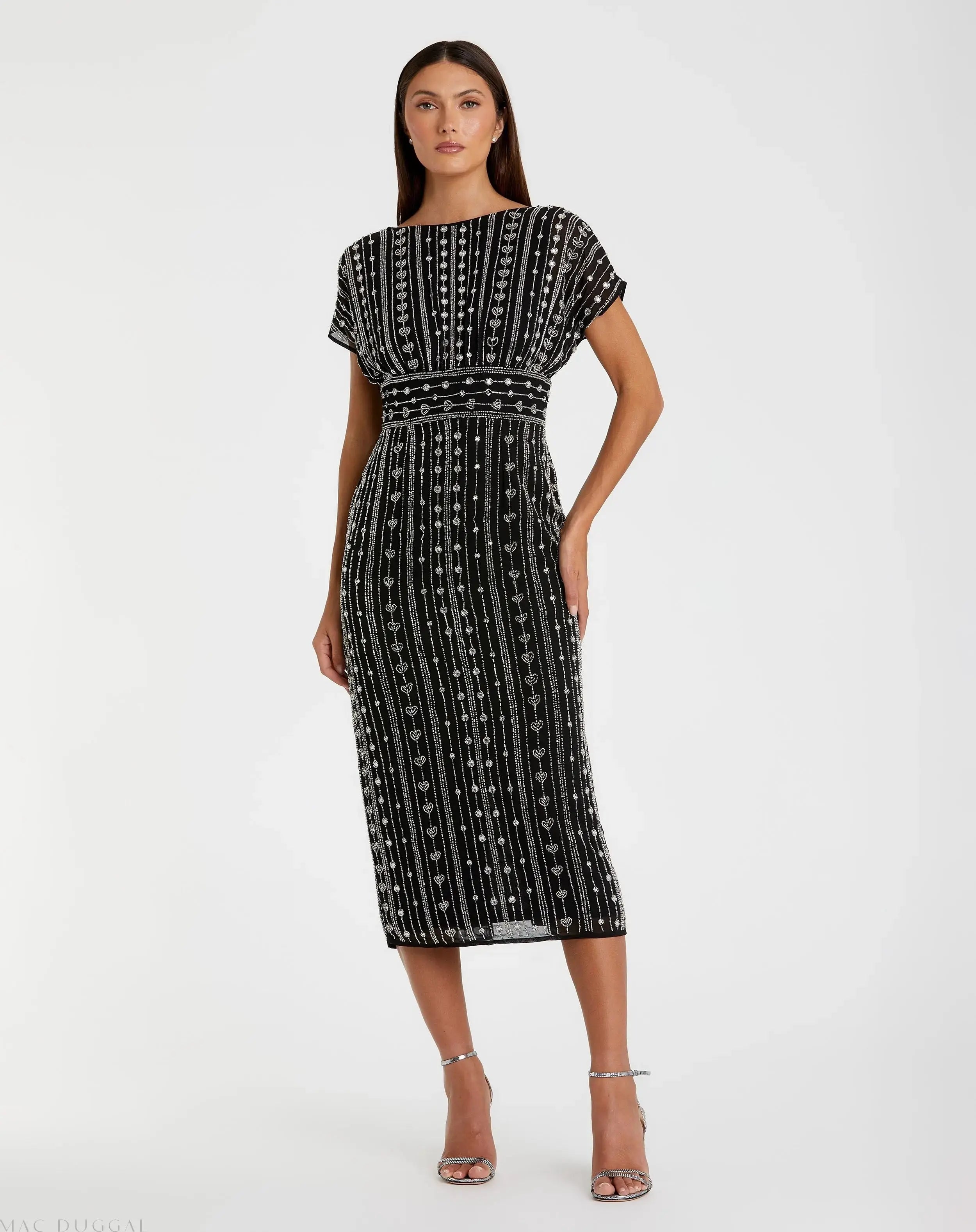 Beaded Cap Sleeve Sheath Dress | Mac Duggal Beaded Cap Sleeve Sheath Dress | Mac Duggal