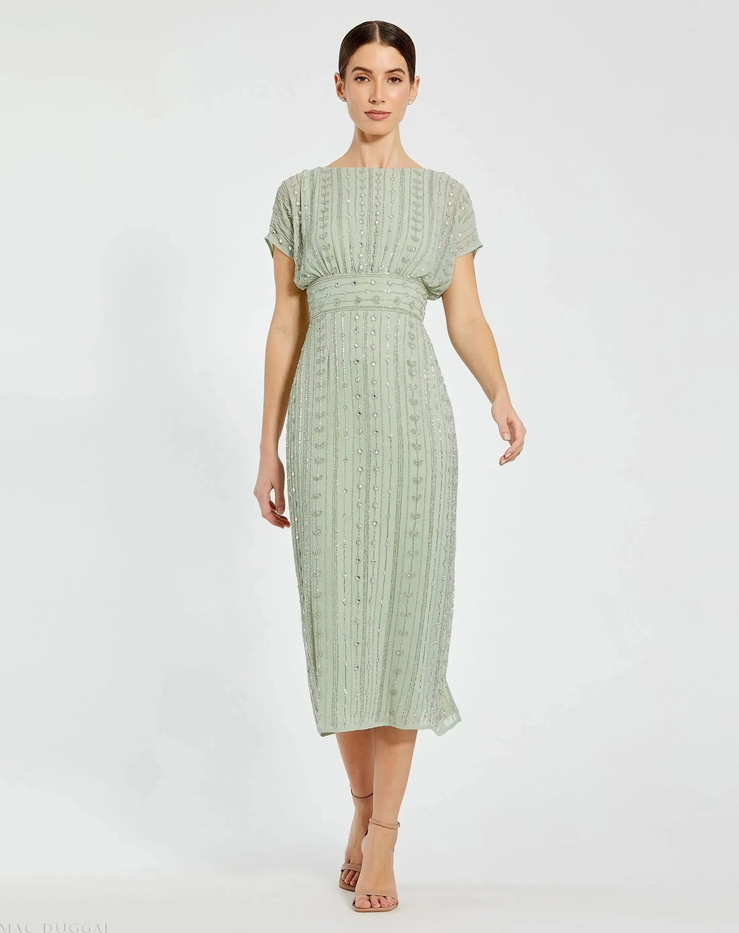 Beaded Cap Sleeve Sheath Dress | Mac Duggal Beaded Cap Sleeve Sheath Dress | Mac Duggal
