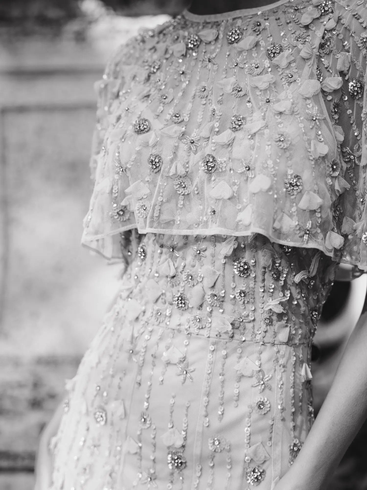 Purple Embellished Illusion Cape Sleeve Trumpet Gown - Mac Duggal