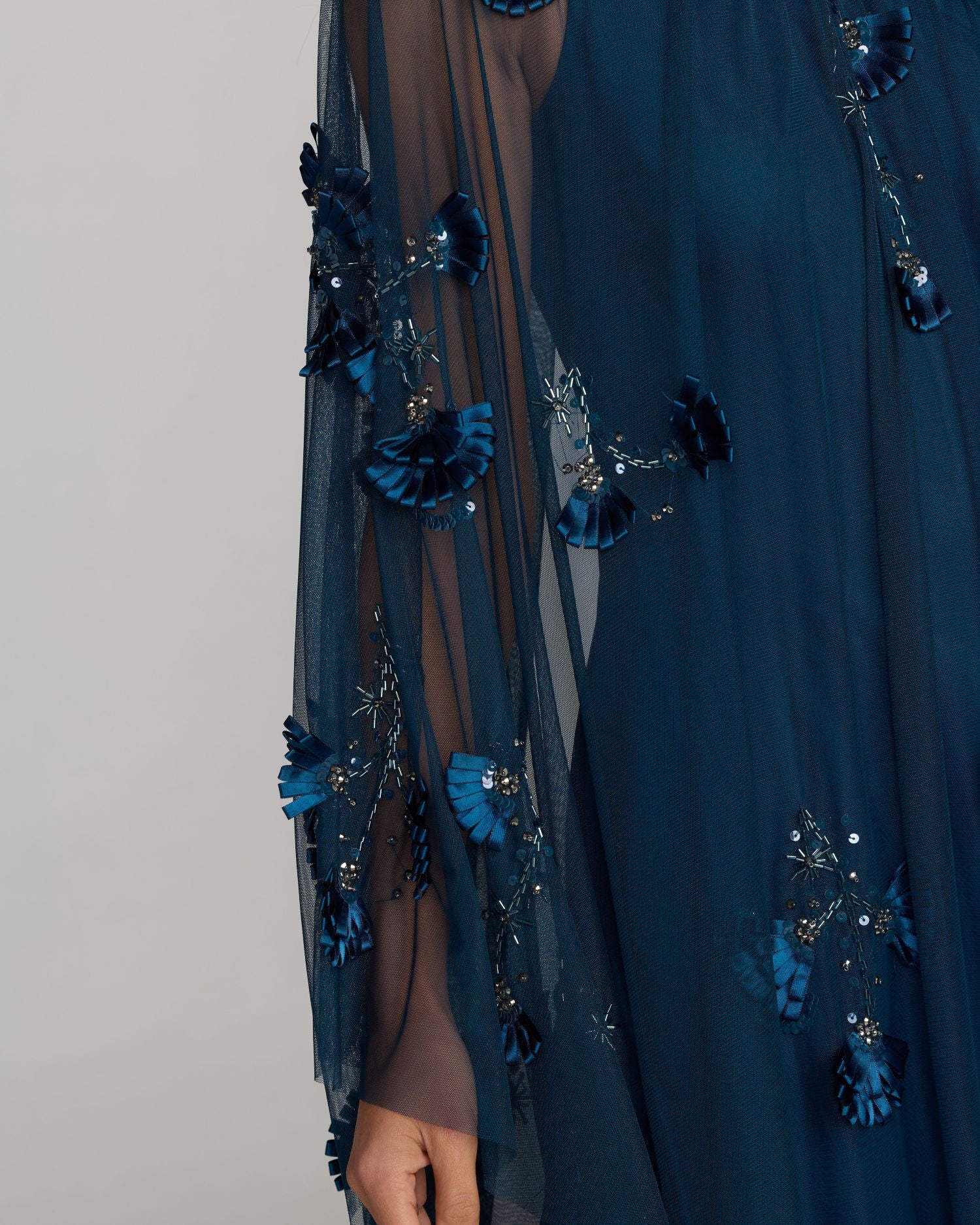Blue One Shoulder Embellished Kaftan Gown Mac Duggal