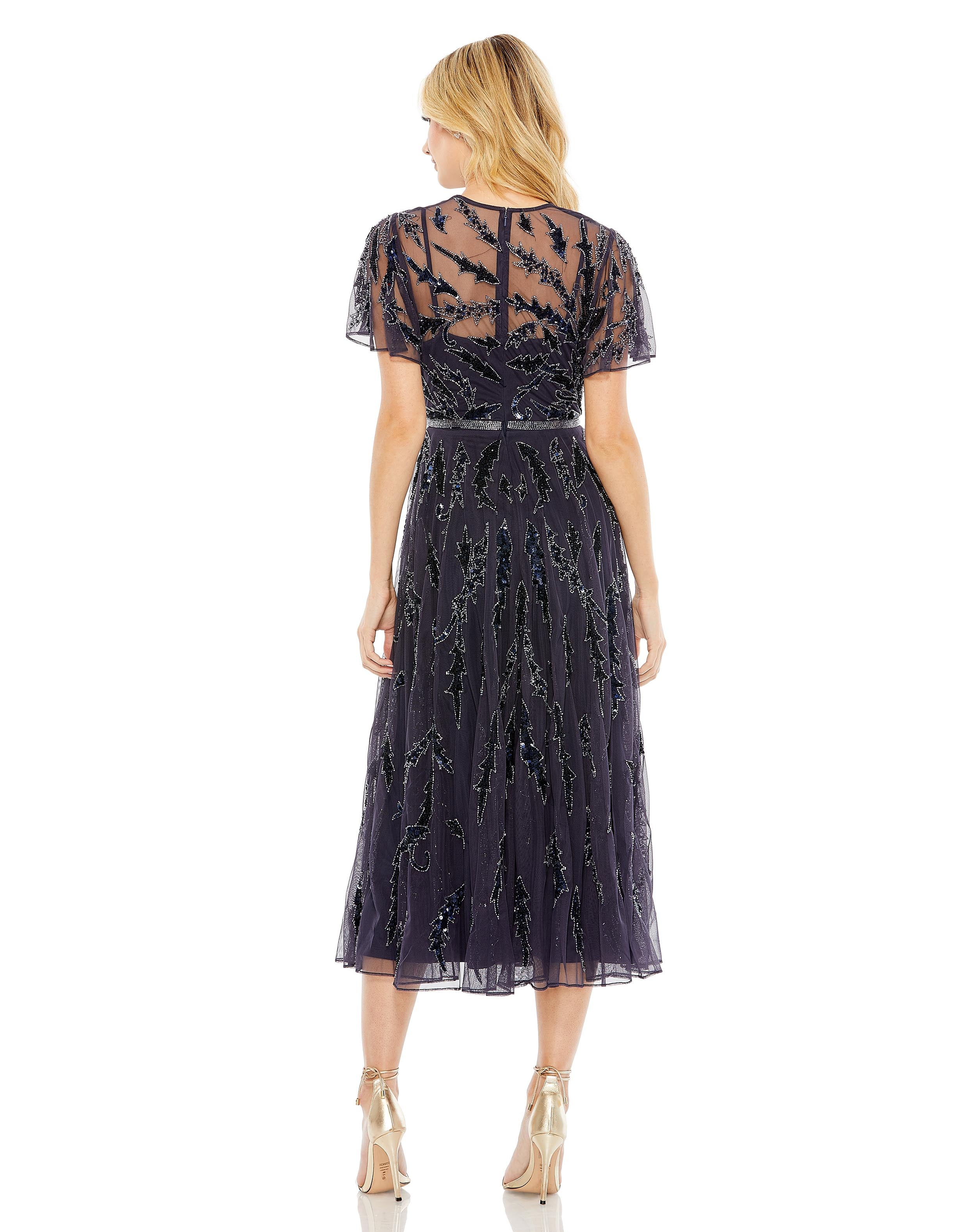Embellished Ruffle Sleeve Dress | Sample | Sz. 4