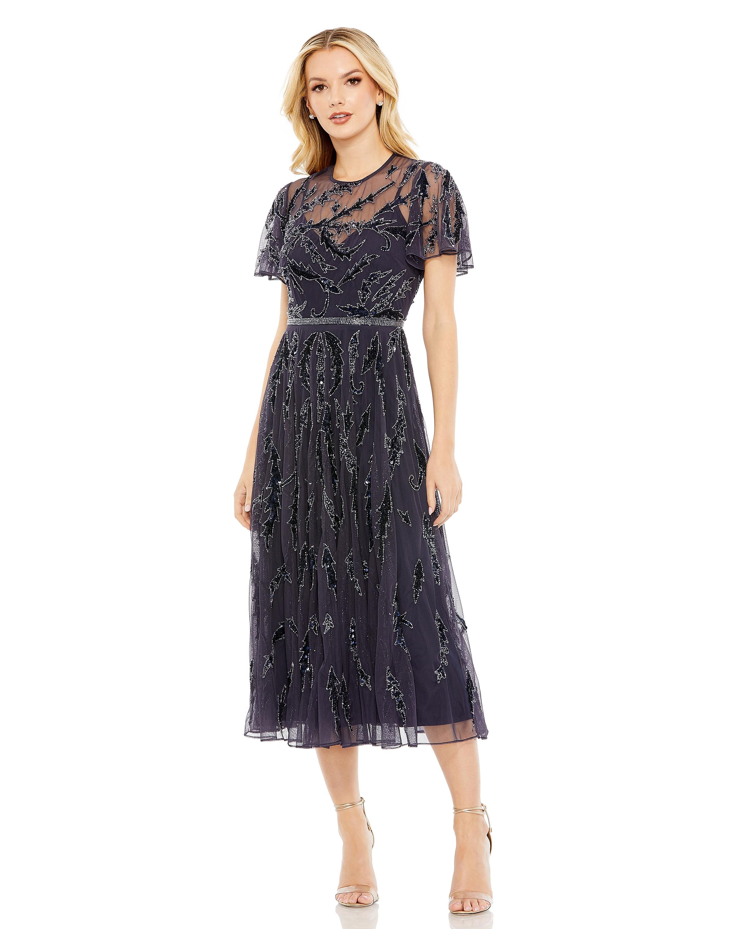Embellished Ruffle Sleeve Dress | Sample | Sz. 4