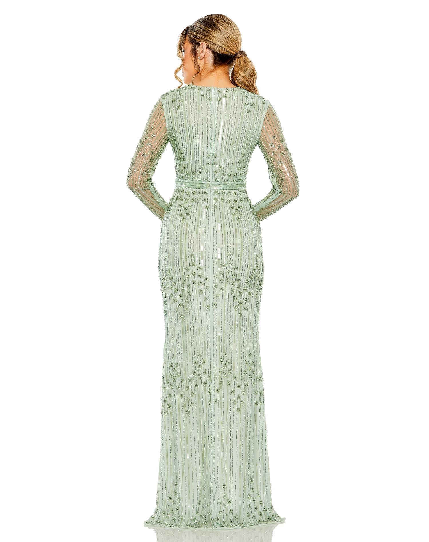 Embellished Long Sleeve Column Gown | Sample | Sz.4