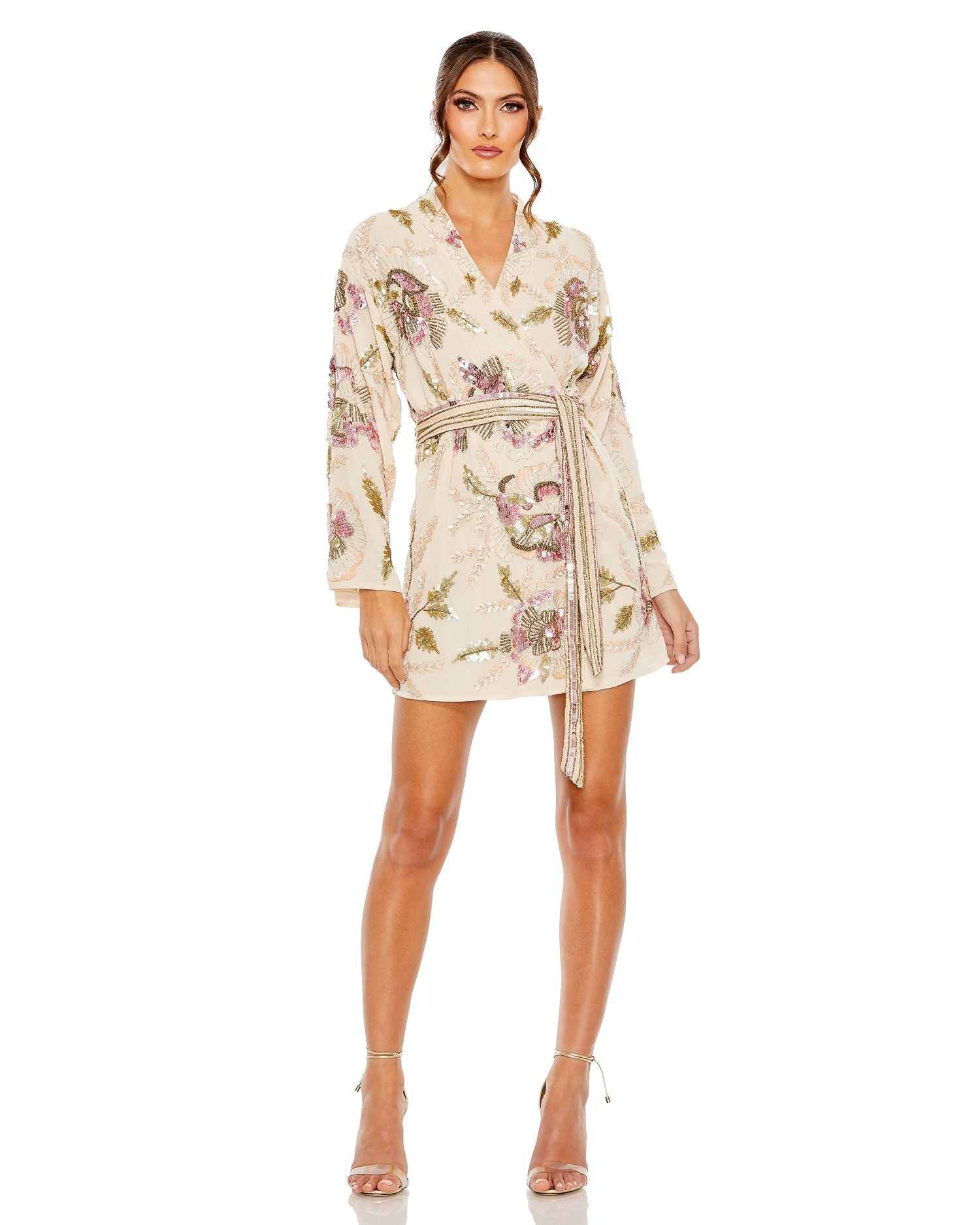 Beaded Floral Robe Dress