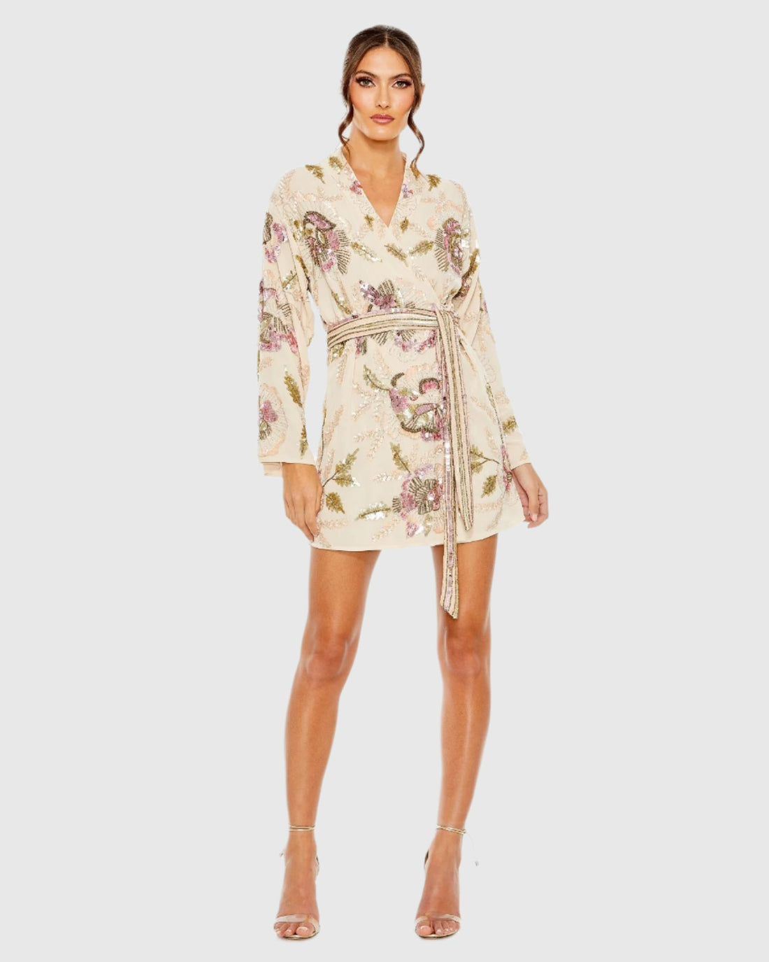 Beaded Floral Robe Dress