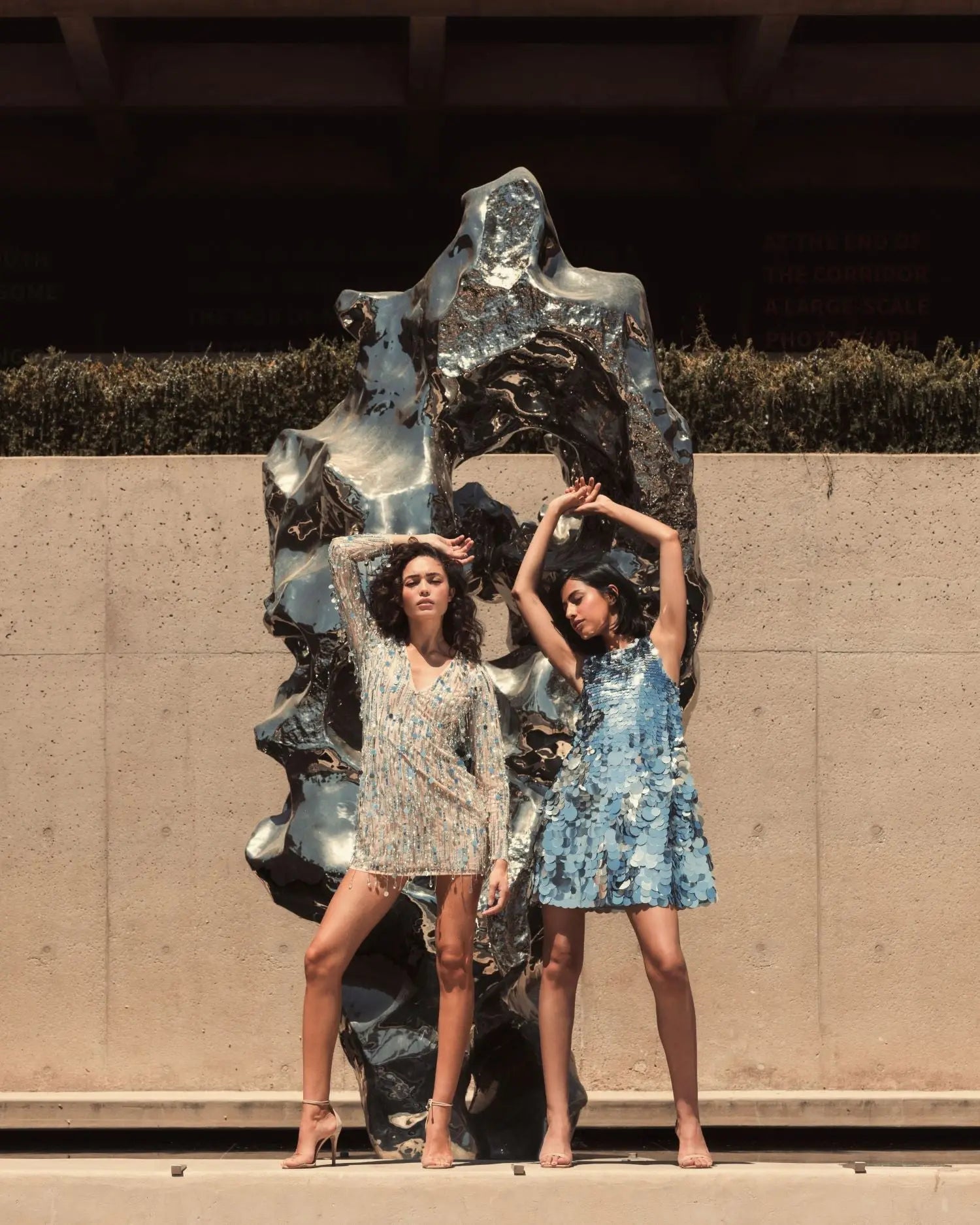 Silver Sleeveless Disc Sequin Trapeze Dress - Mac Duggal