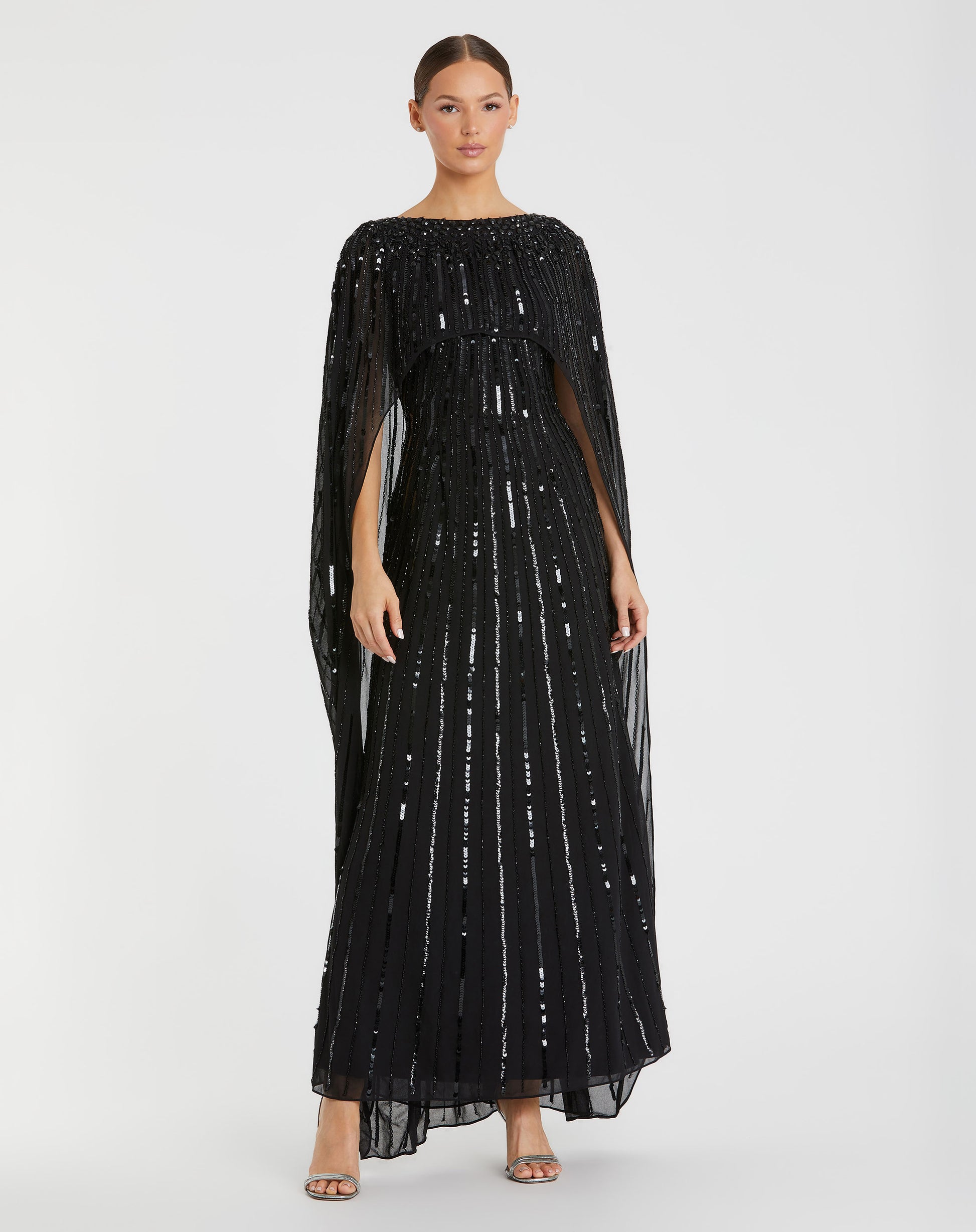 Embellished Column Cape Dress Embellished Column Cape Dress
