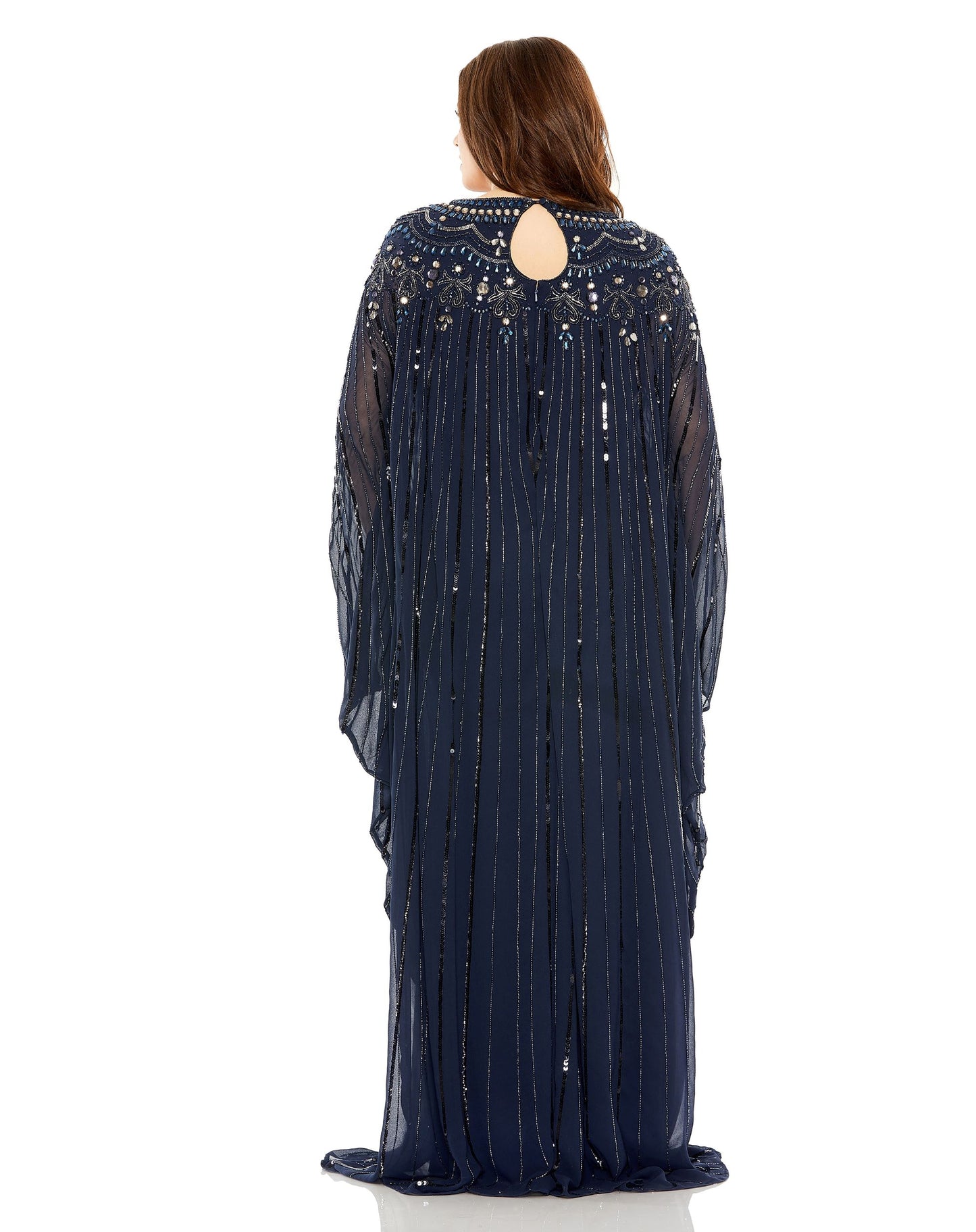 Embellished Long Sleeve Trapeze Gown