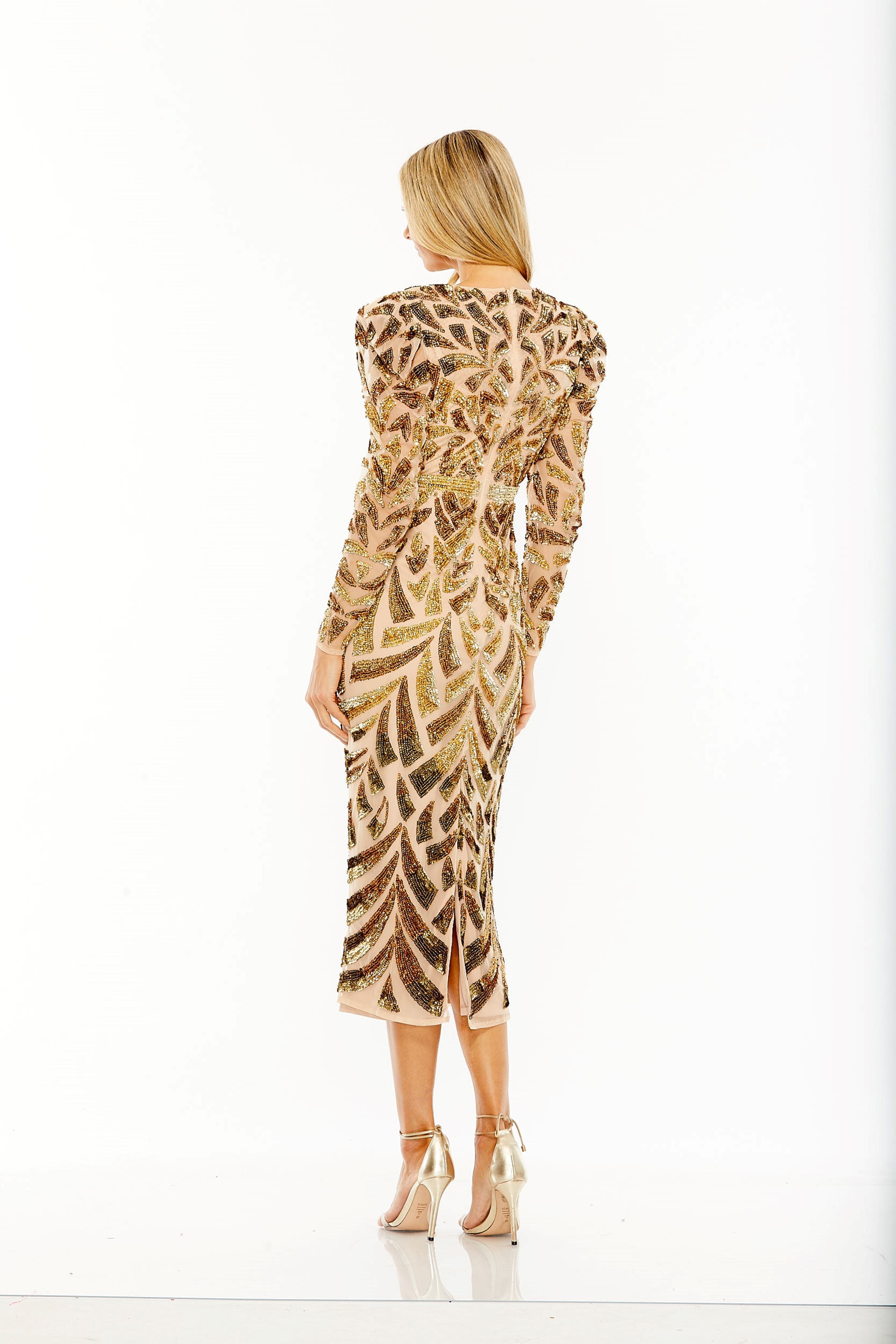 Long Sleeve Sequin Embellished Dress | Sample | Sz. 2