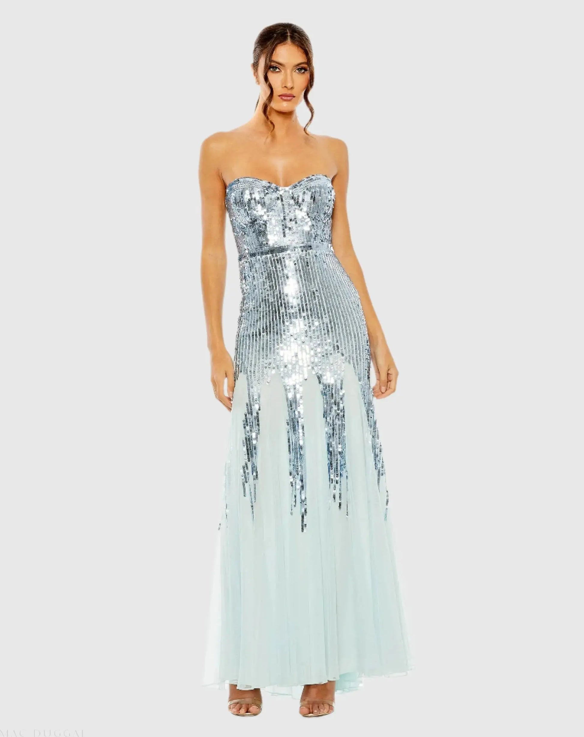 Blue Sleeveless Sequin Mesh Gown - Mac Duggal