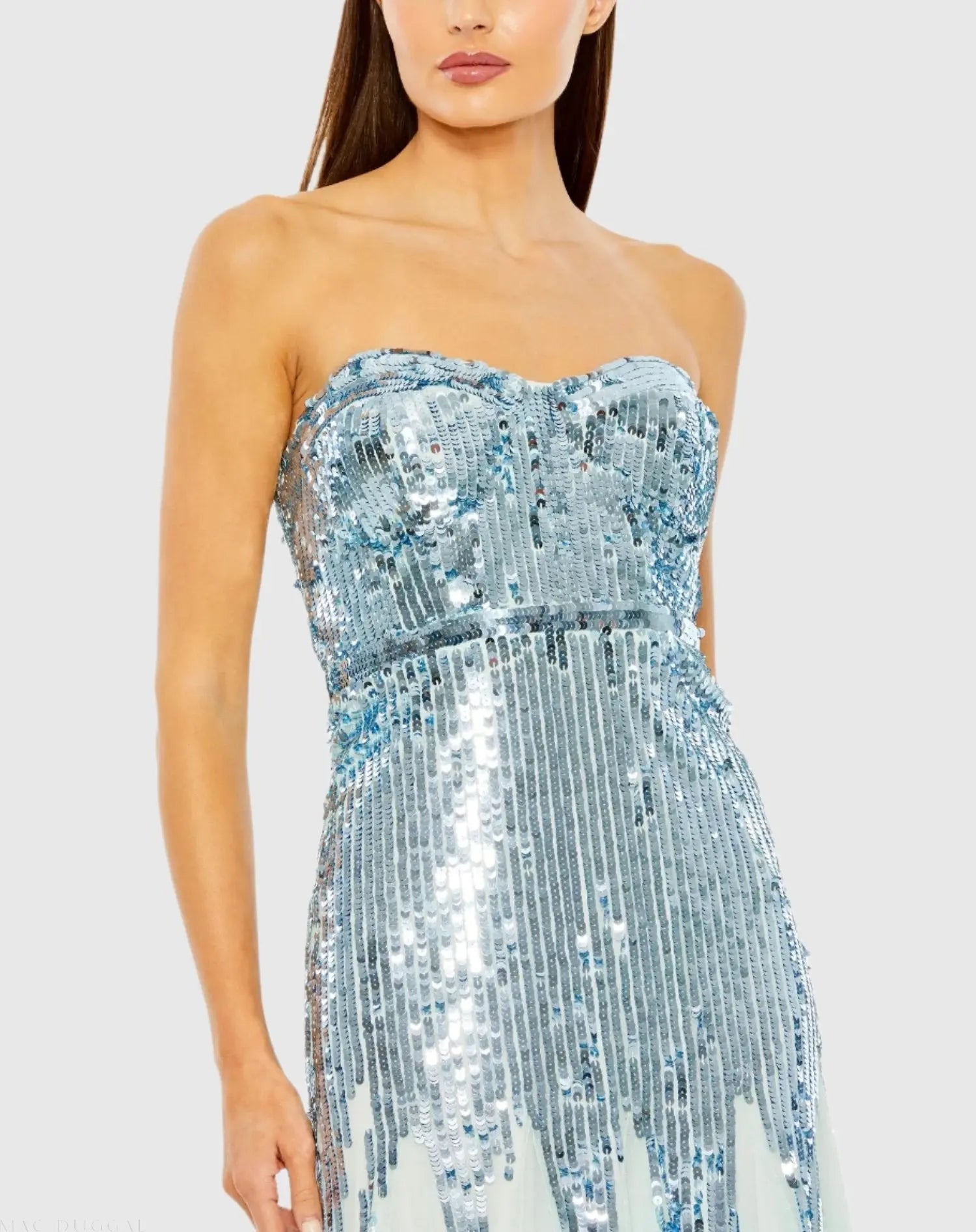 Blue Sleeveless Sequin Mesh Gown - Mac Duggal