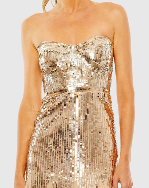 Sleeveless Sequin Mesh Gown