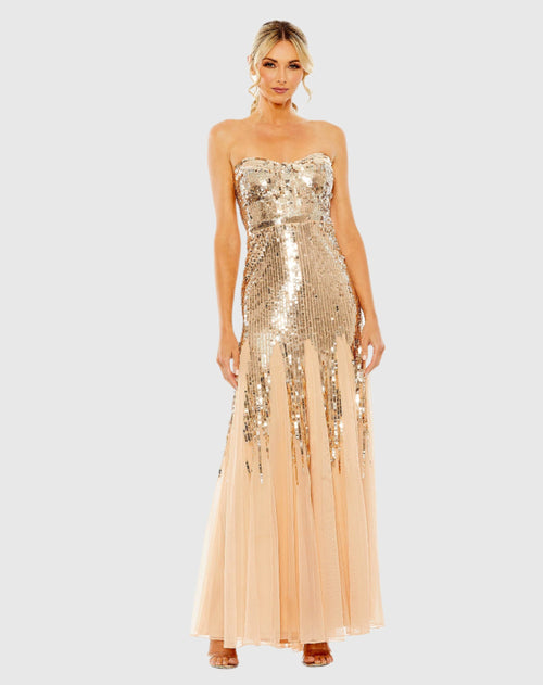 Sleeveless Sequin Mesh Gown