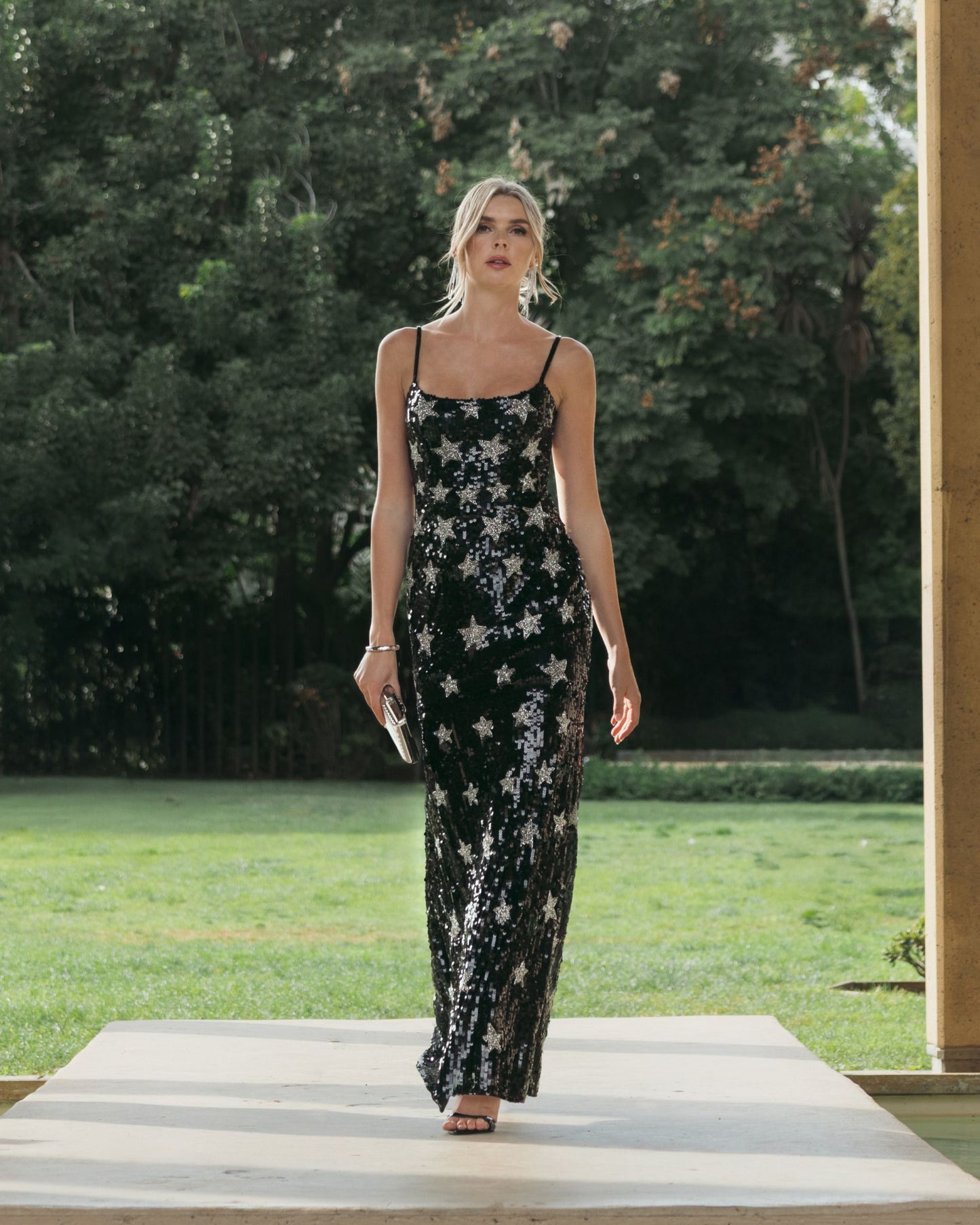 Black Star Embellished Sleeveless Sequin Gown - Mac Duggal