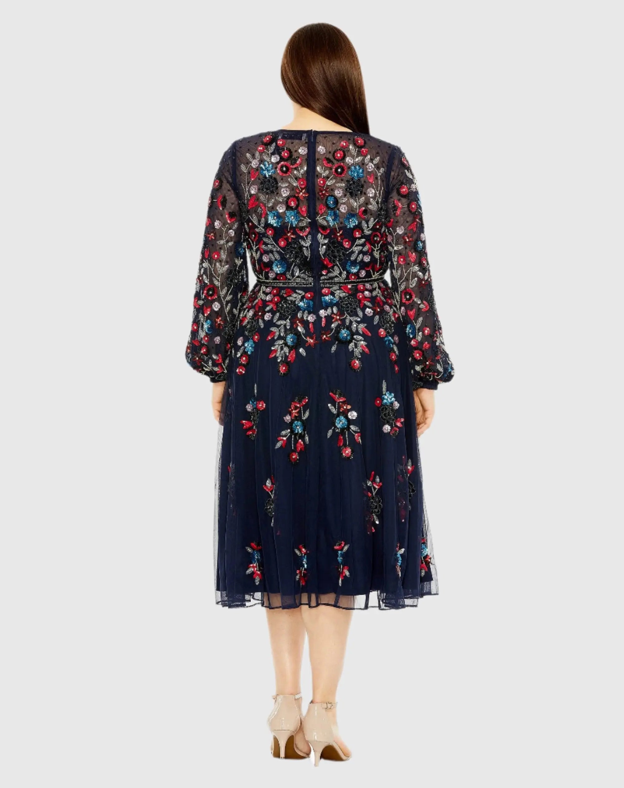 Long Sleeve Beaded Cocktail Dress - Mac Duggal