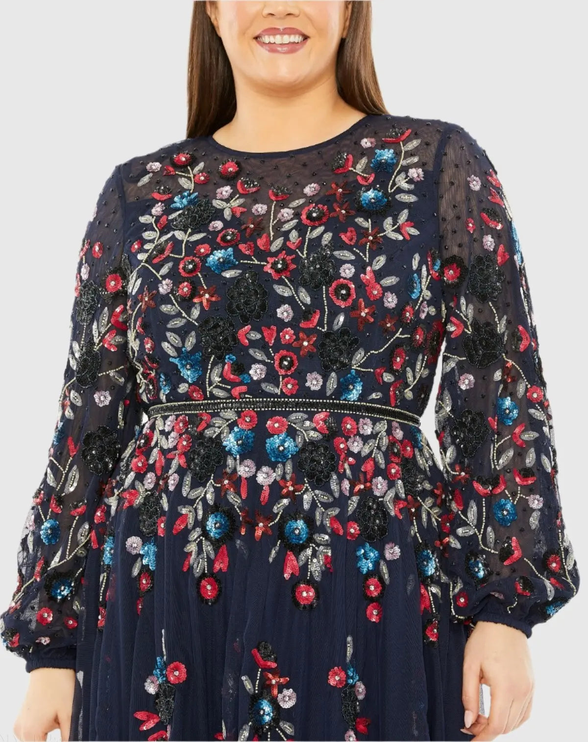 Long Sleeve Beaded Cocktail Dress - Mac Duggal