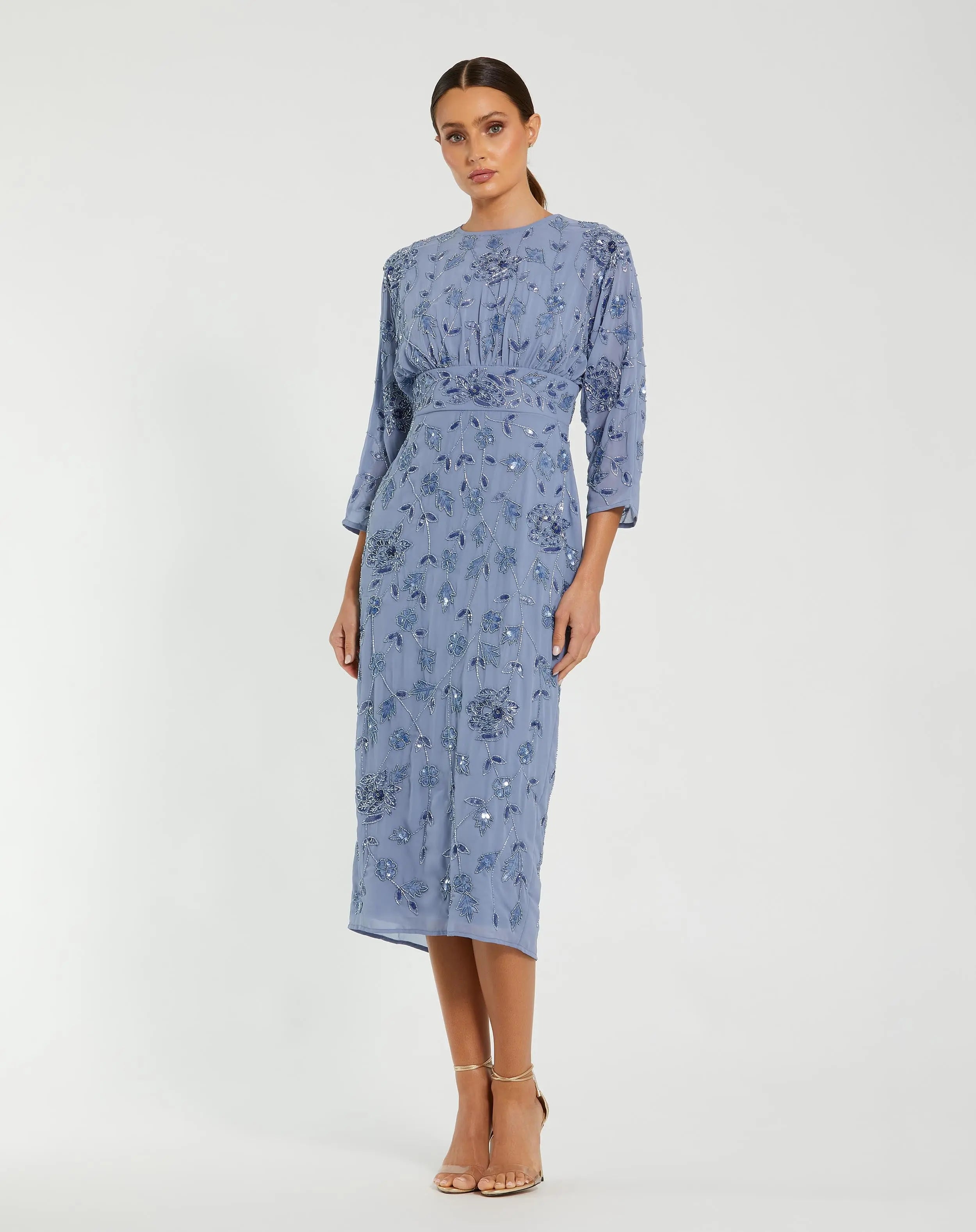 mac duggal blue floral dress - Multicolor Flounce Sleeve Maxi while the V Ieena for Mac Duggal Blue