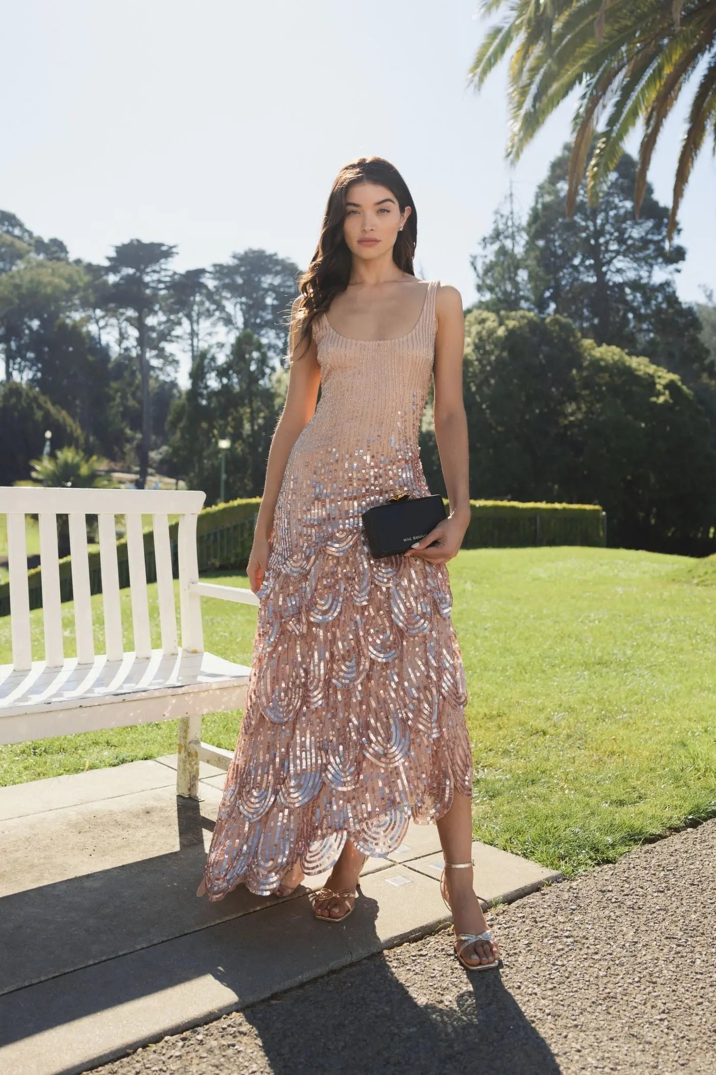 Pink Asymmetrical Scallop Hem Embellished Gown - Mac Duggal