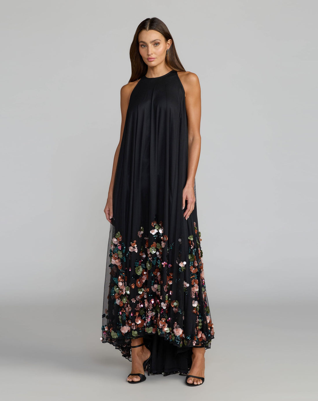 mac duggal black sequin dress Ruffled One Shoulder Gown Models are wearing Charcoal Mac Duggal Collection | Mac