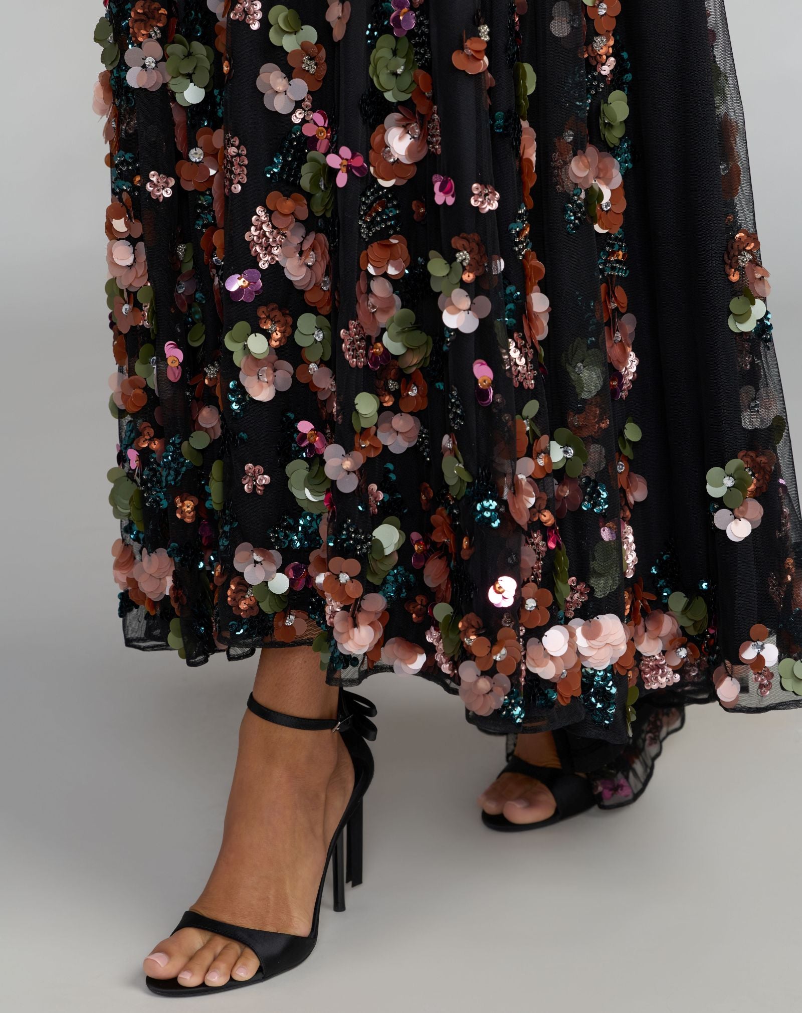 Black Sequin Embellished Sleeveless High Low Gown - Mac Duggal