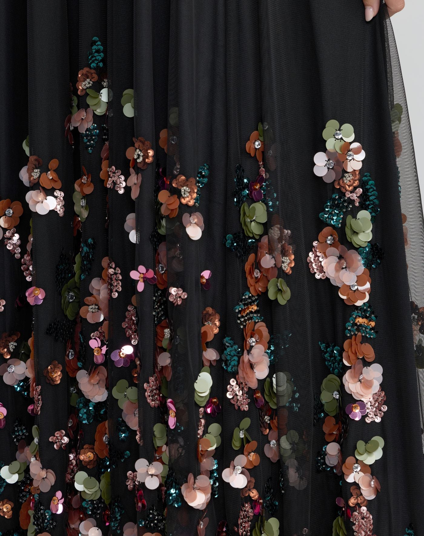 Black Sequin Embellished Sleeveless High Low Gown - Mac Duggal