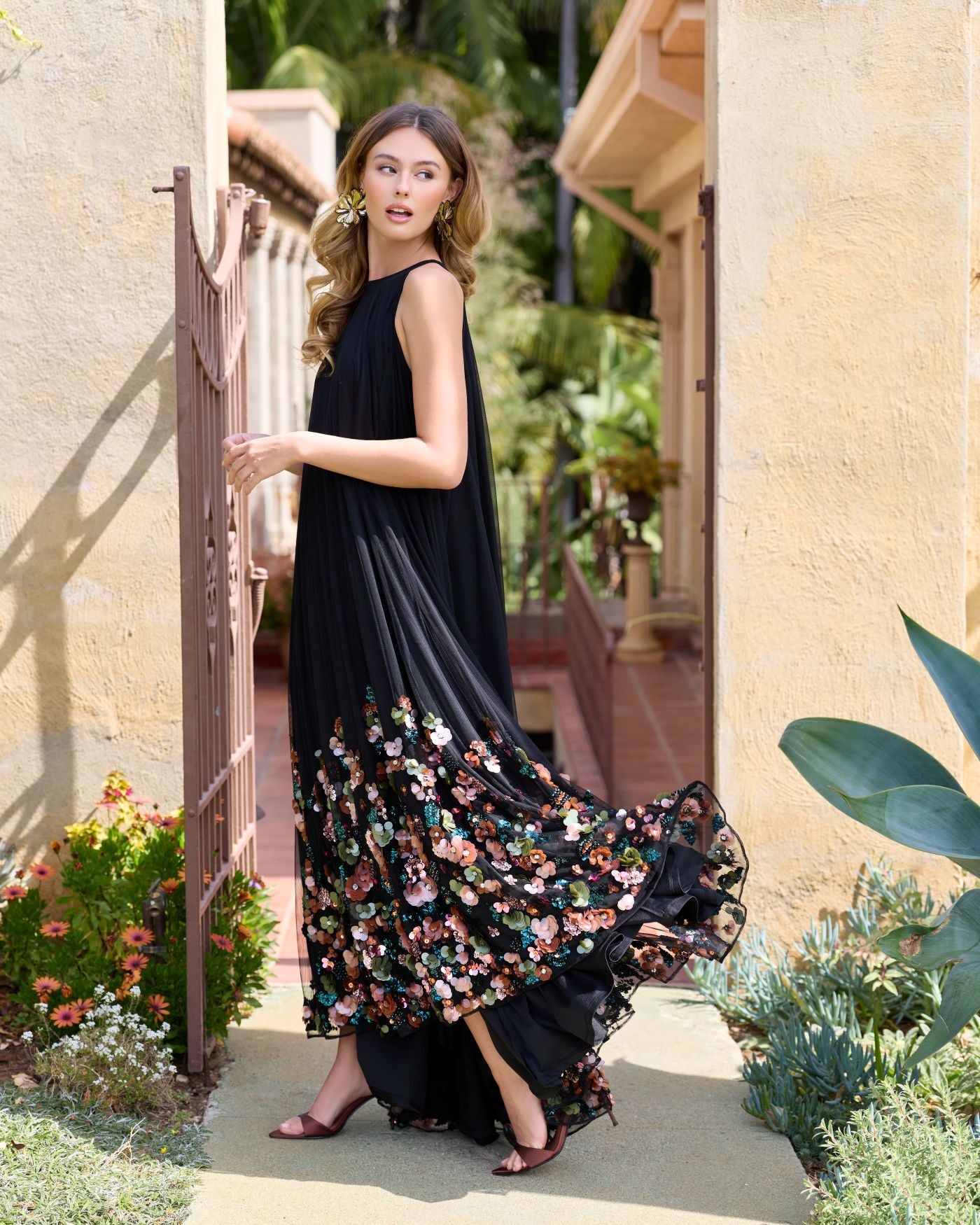 Black Sequin Embellished Sleeveless High Low Gown - Mac Duggal