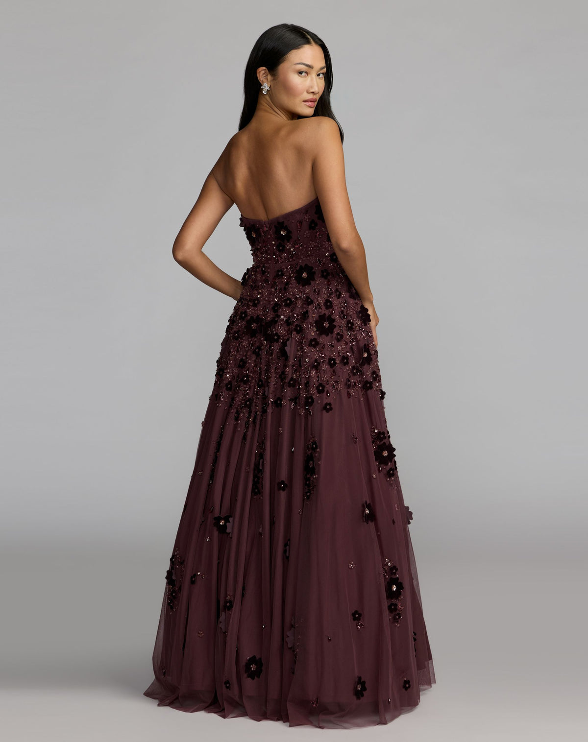 Amethyst Floral Embellished Strapless Ball Gown - Mac Duggal
