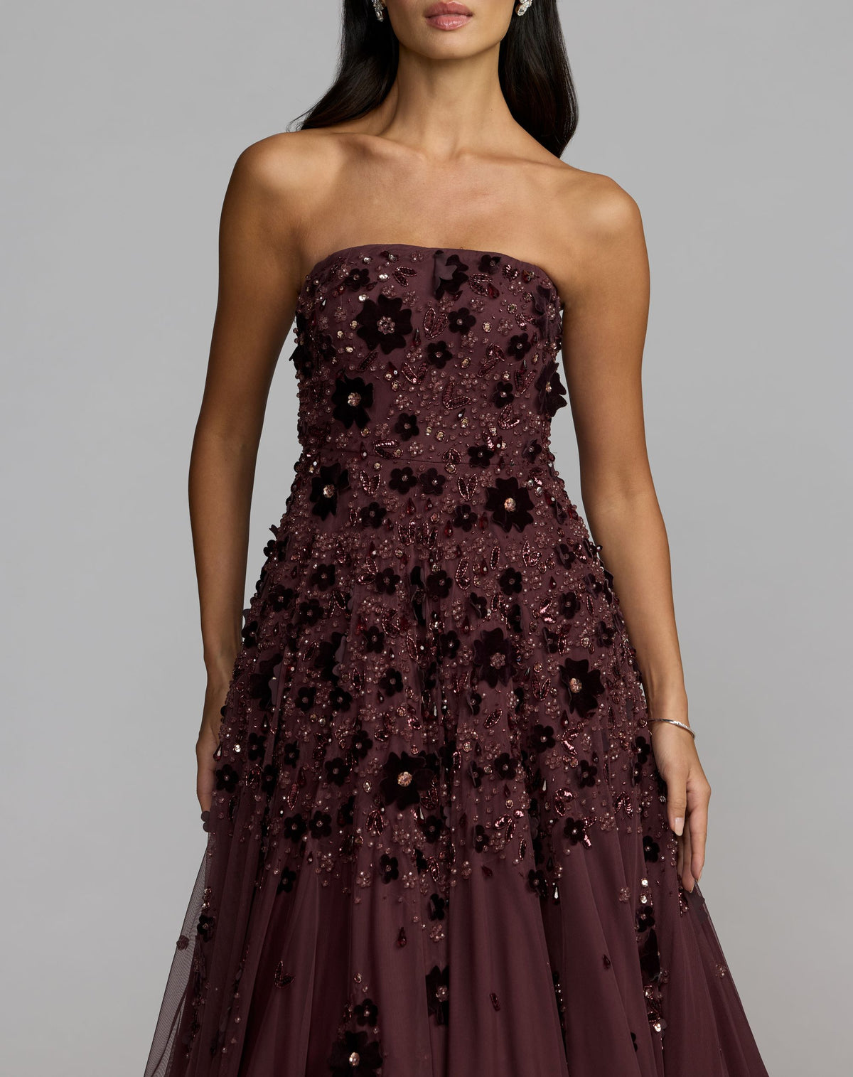 Amethyst Floral Embellished Strapless Ball Gown - Mac Duggal