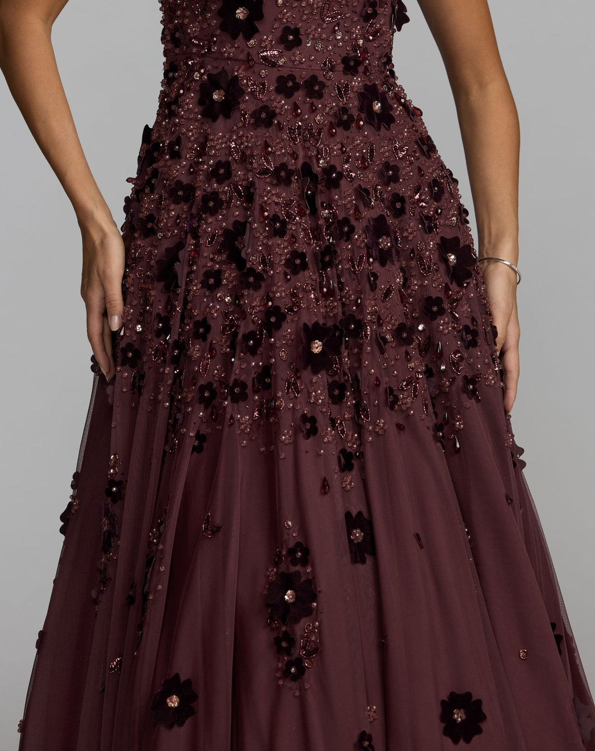 Amethyst Floral Embellished Strapless Ball Gown - Mac Duggal