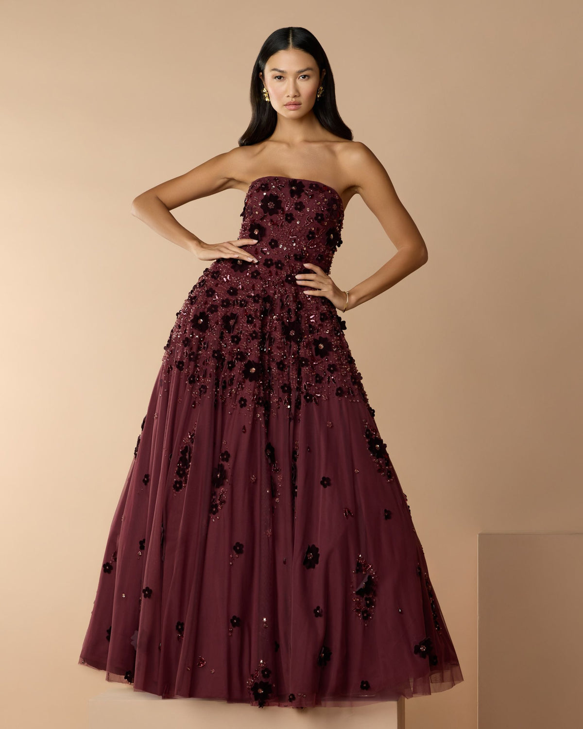 Amethyst Floral Embellished Strapless Ball Gown - Mac Duggal