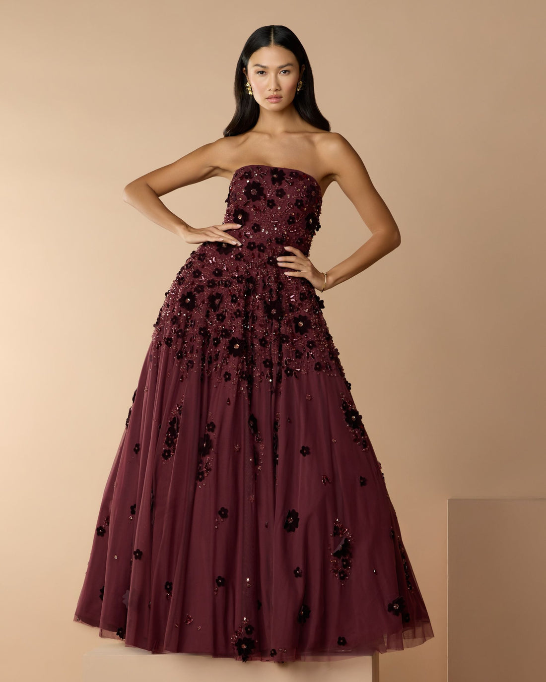 Amethyst Floral Embellished Strapless Ball Gown - Mac Duggal