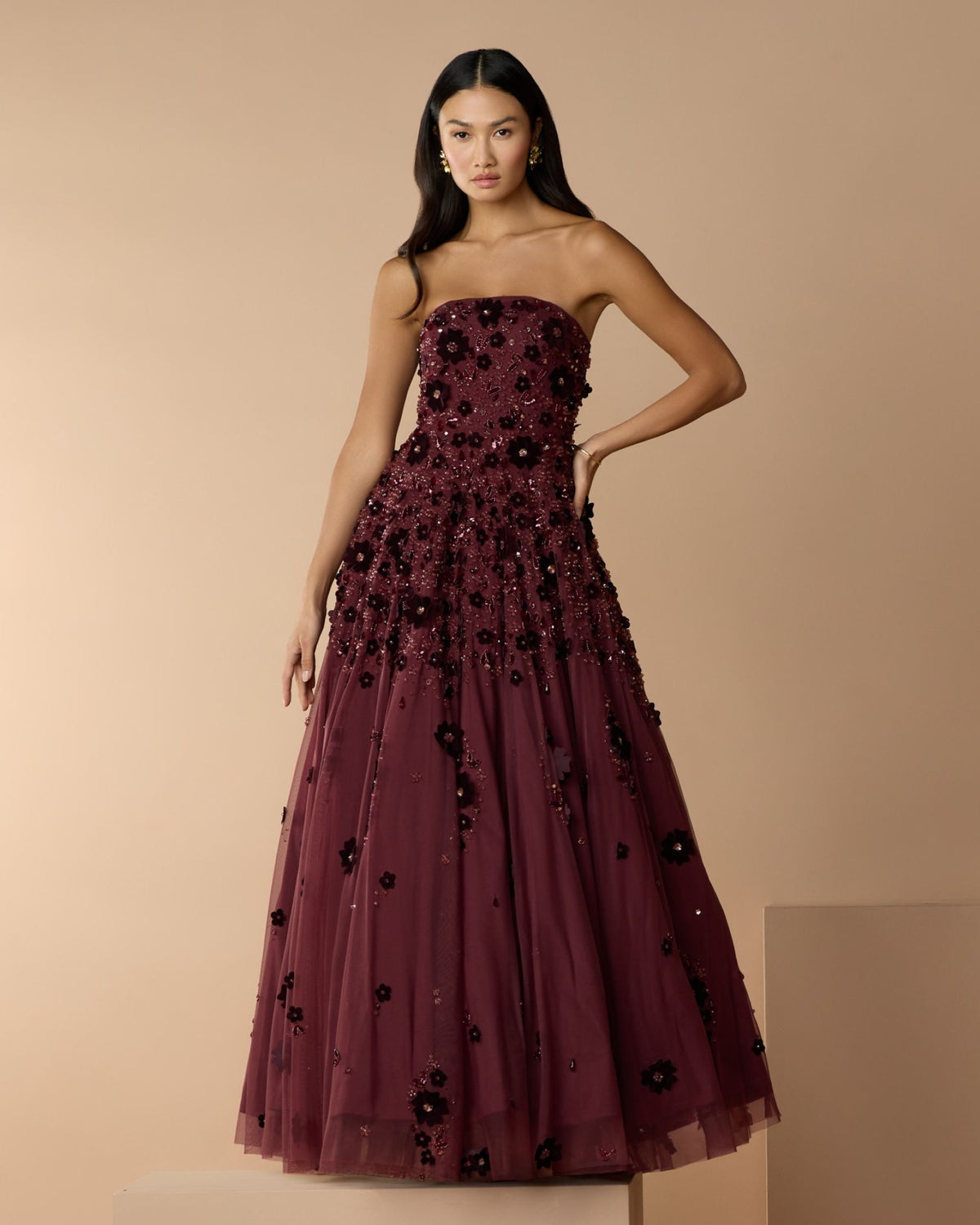 Amethyst Floral Embellished Strapless Ball Gown - Mac Duggal