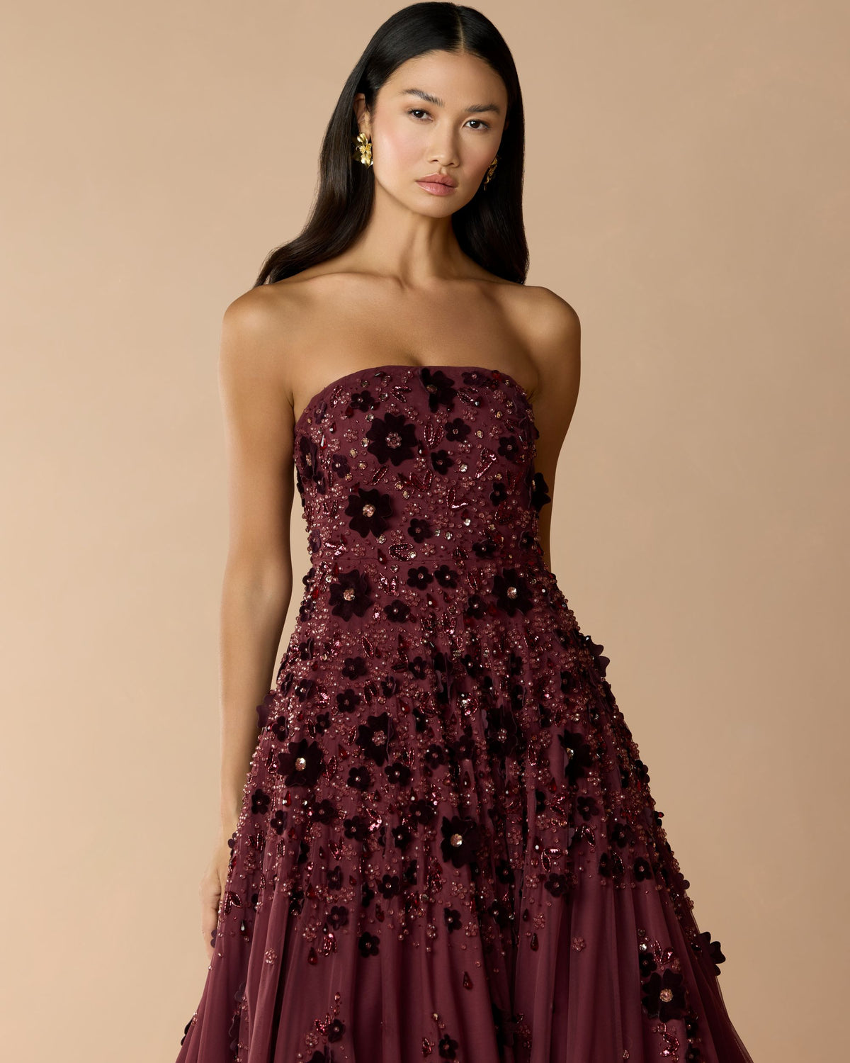 Amethyst Floral Embellished Strapless Ball Gown - Mac Duggal