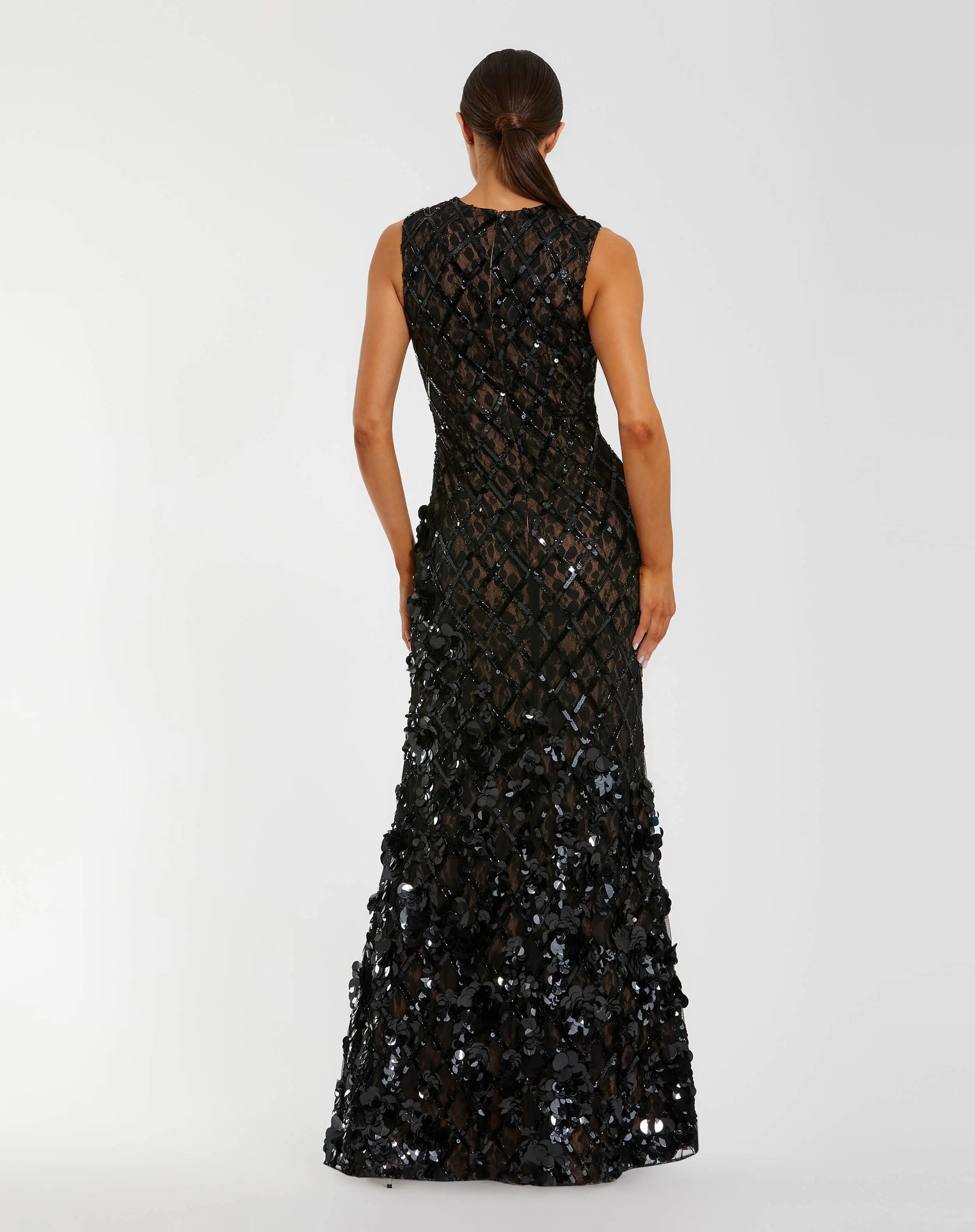 Black Embellished Sleeveless Mermaid Gown - Mac Duggal