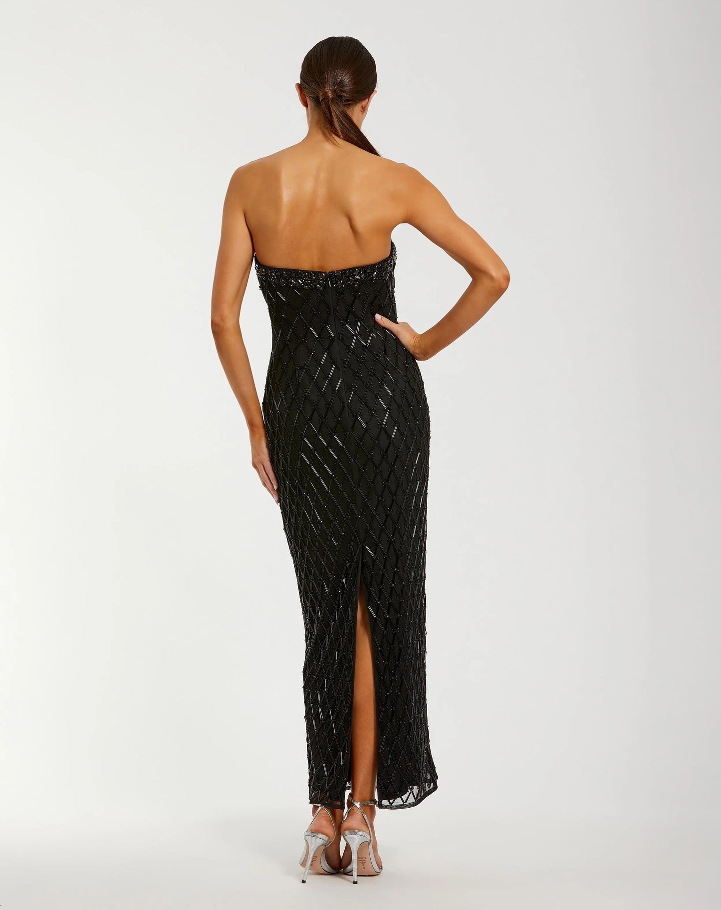 Black Strapless Embellished Column Dress - Mac Duggal