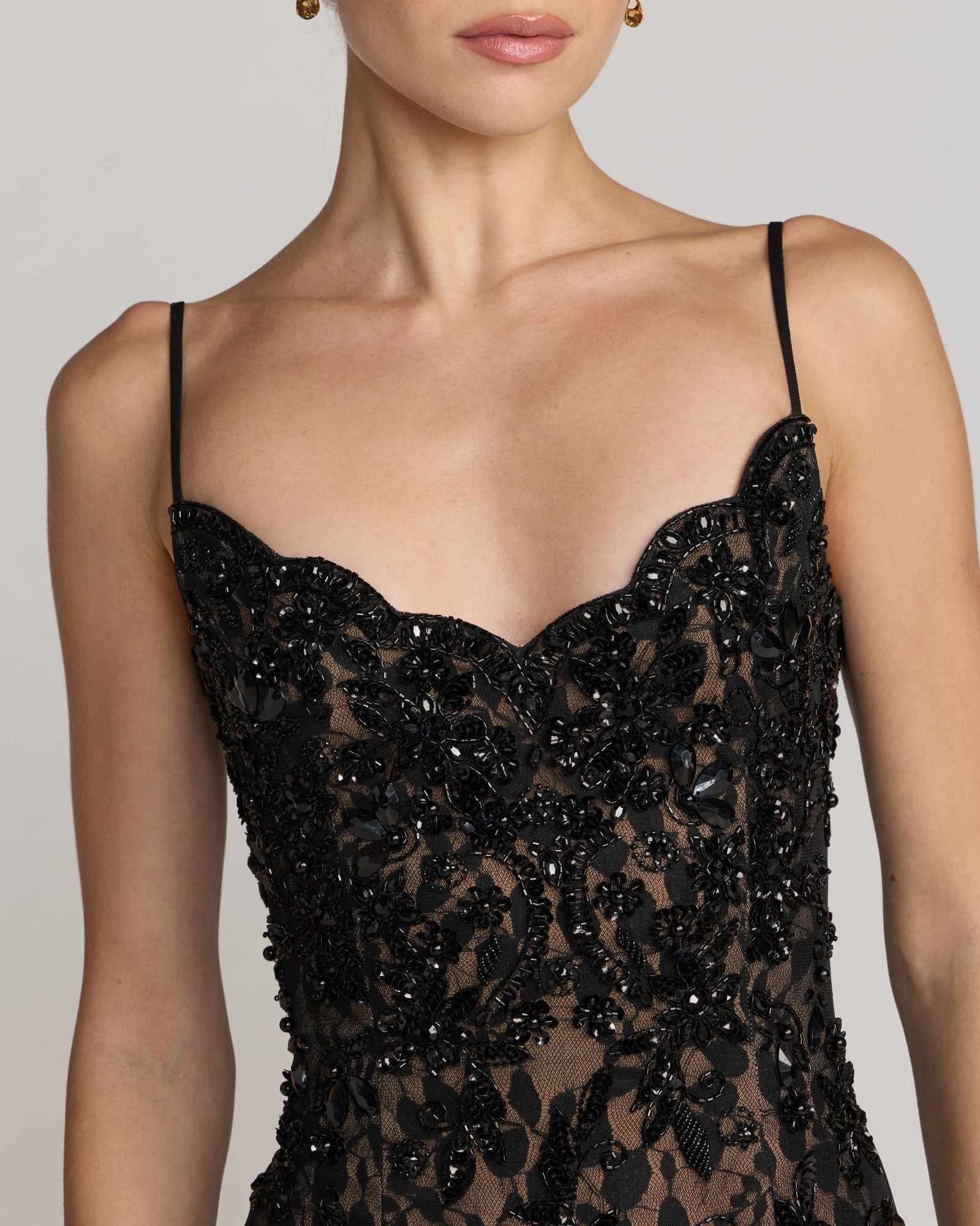 Black Lace Embellished Mermaid Gown - Mac Duggal