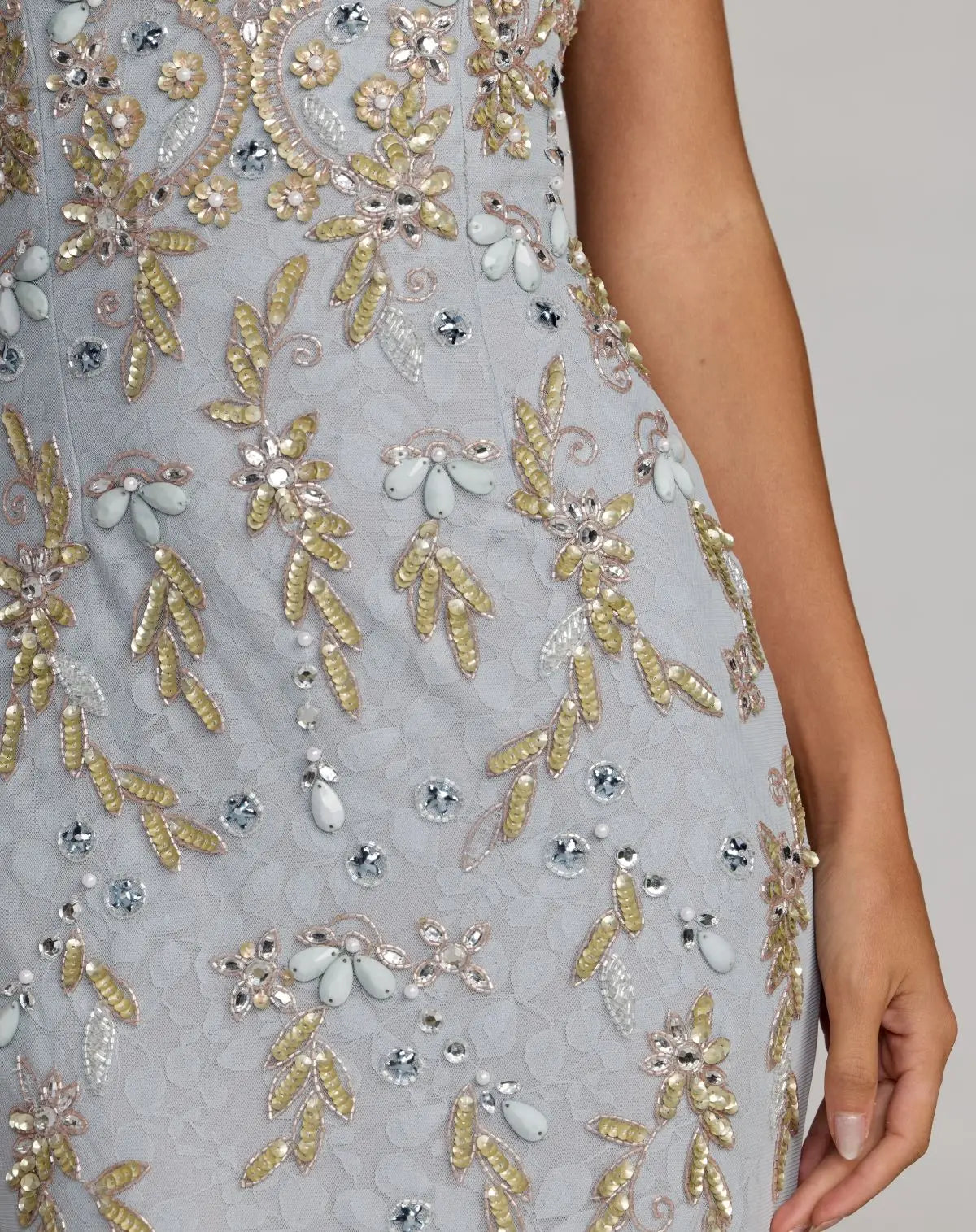 Blue Lace Embellished Mermaid Gown - Mac Duggal