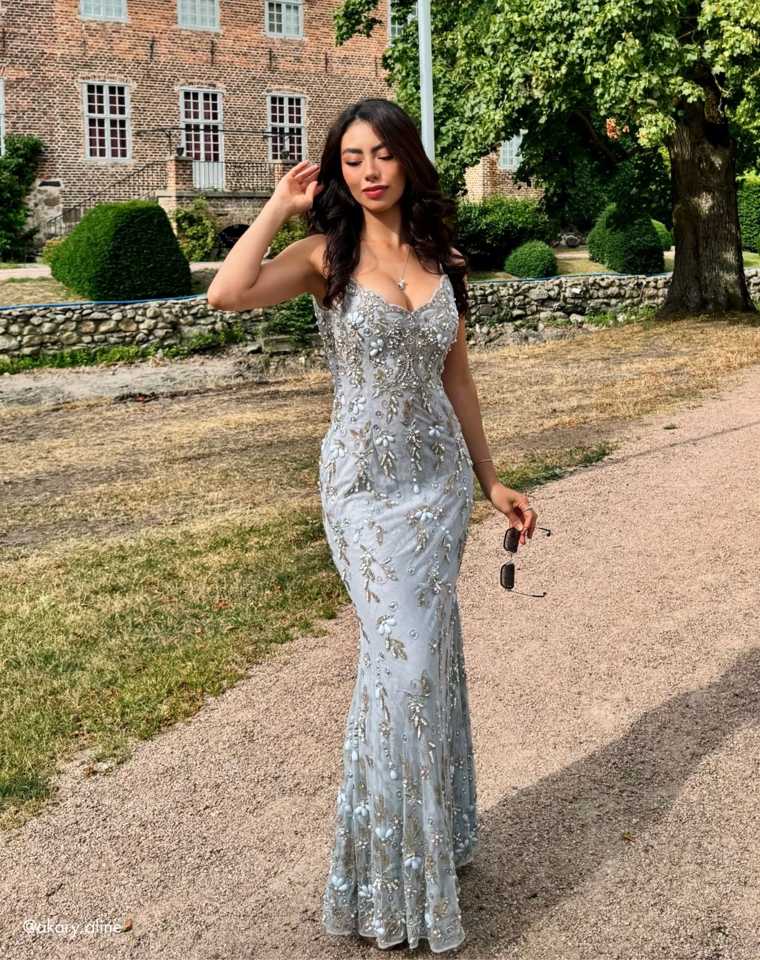 Blue Lace Embellished Mermaid Gown - Mac Duggal