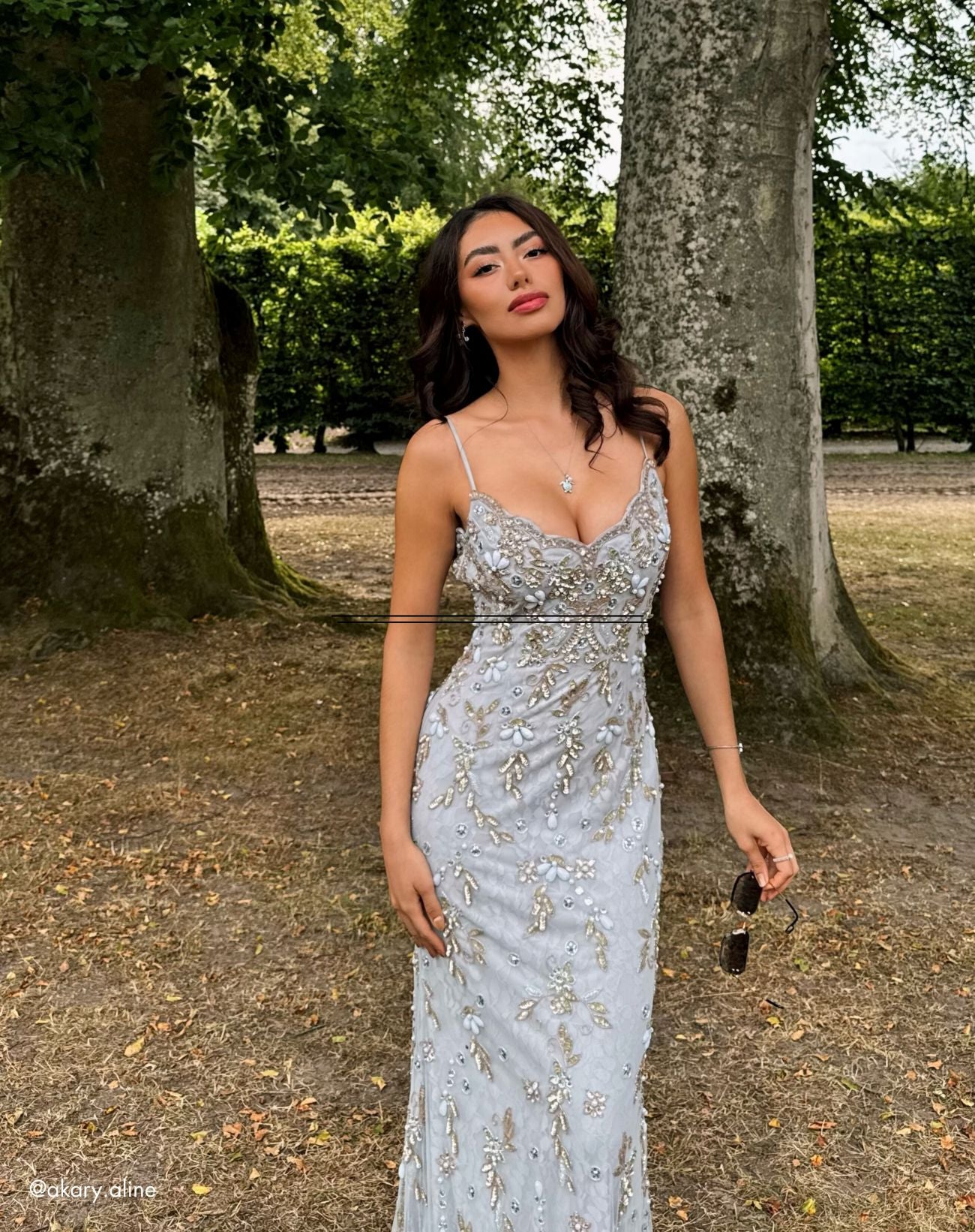 Blue Lace Embellished Mermaid Gown - Mac Duggal