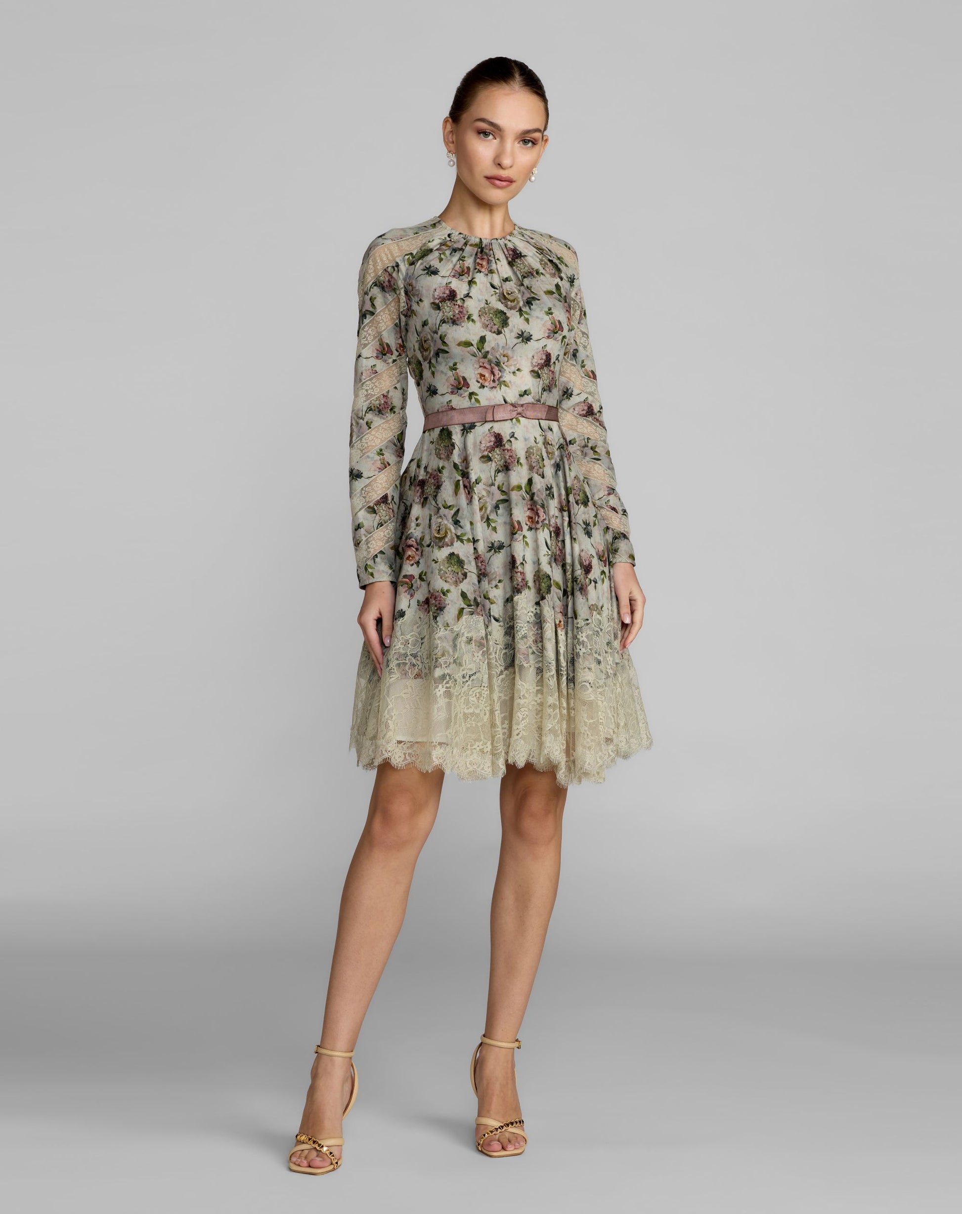 Multicolor Floral Long Sleeve Cotton Mini Dress - Mac Duggal
