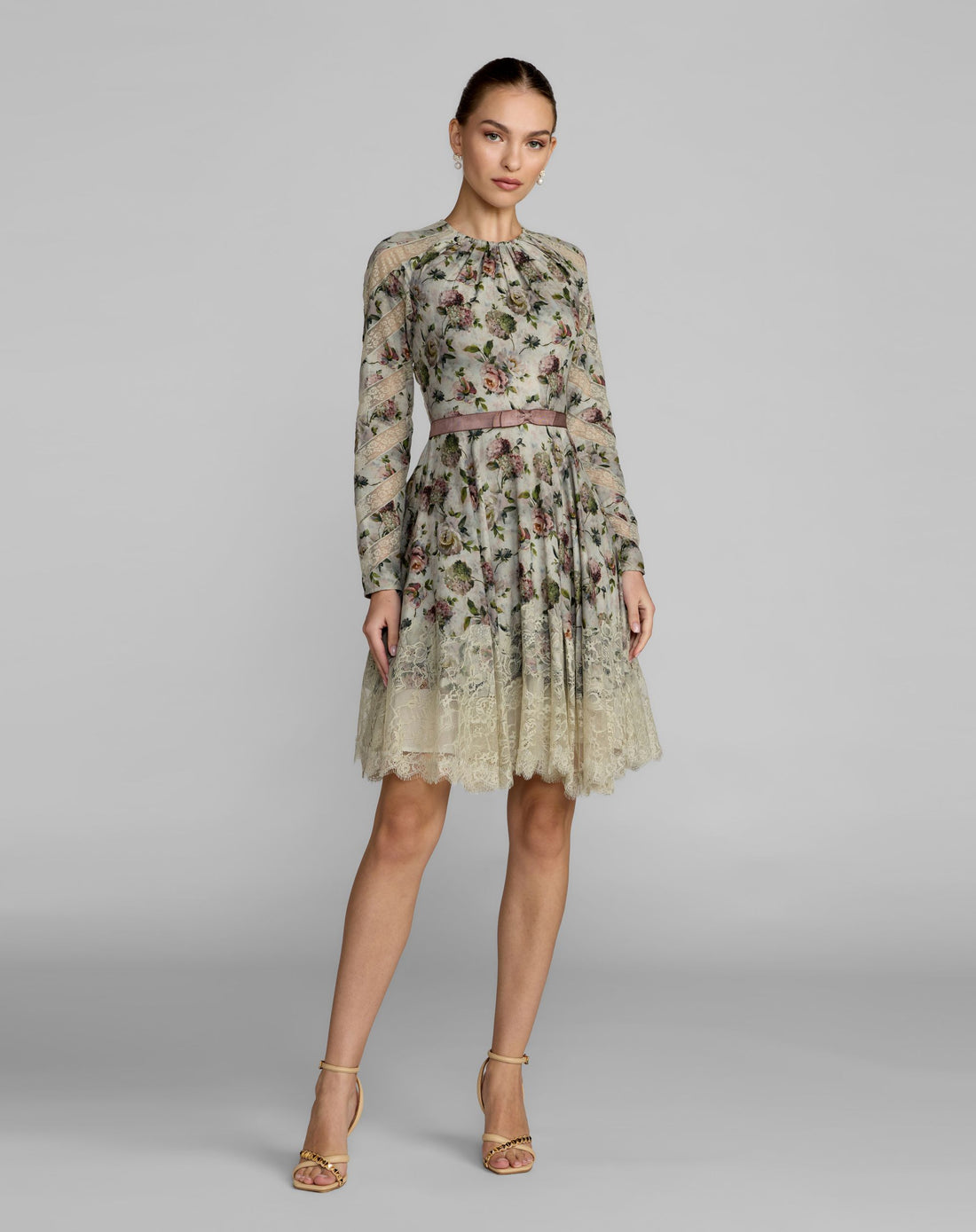 Multicolor Floral Long Sleeve Cotton Mini Dress - Mac Duggal