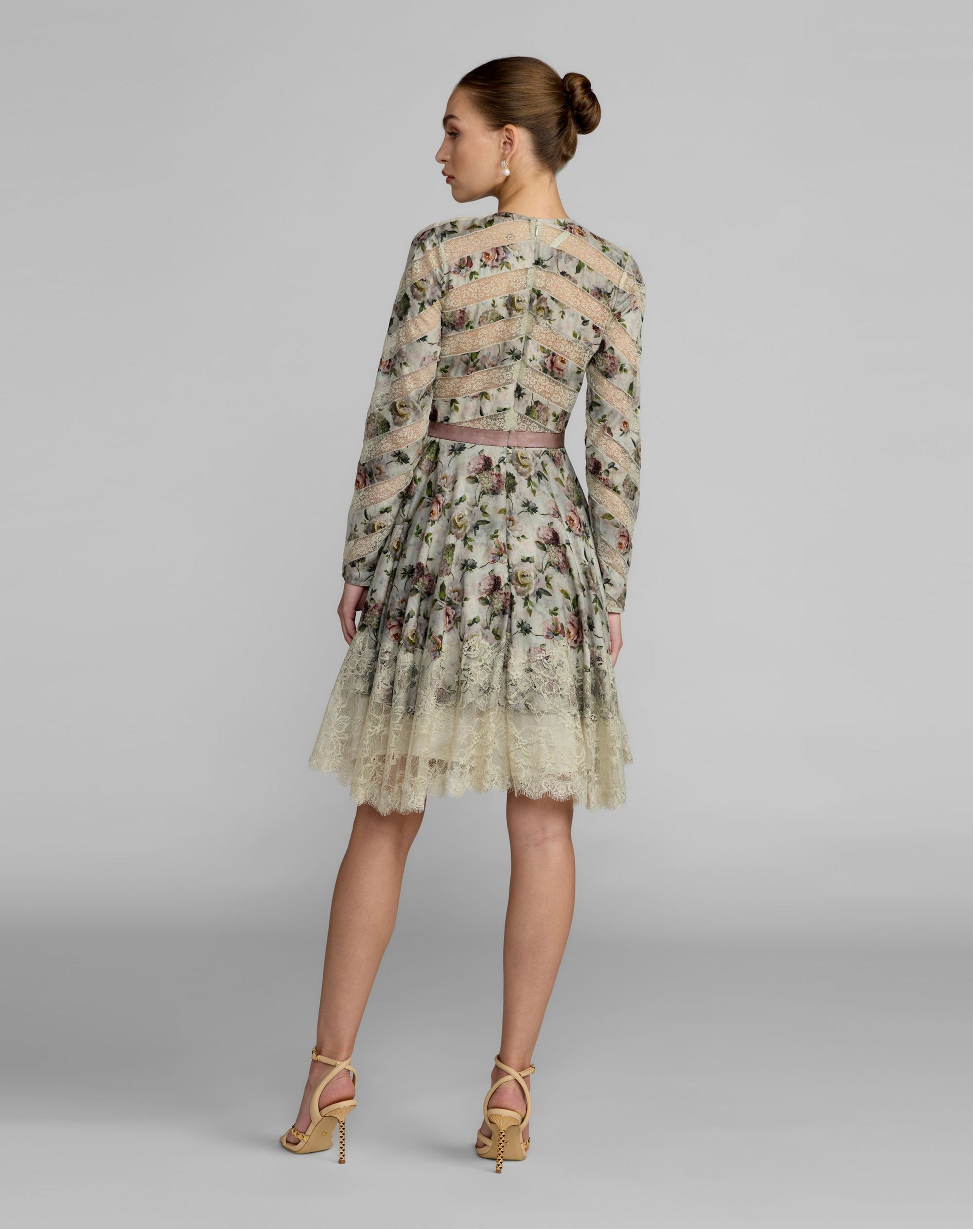 Multicolor Floral Long Sleeve Cotton Mini Dress - Mac Duggal